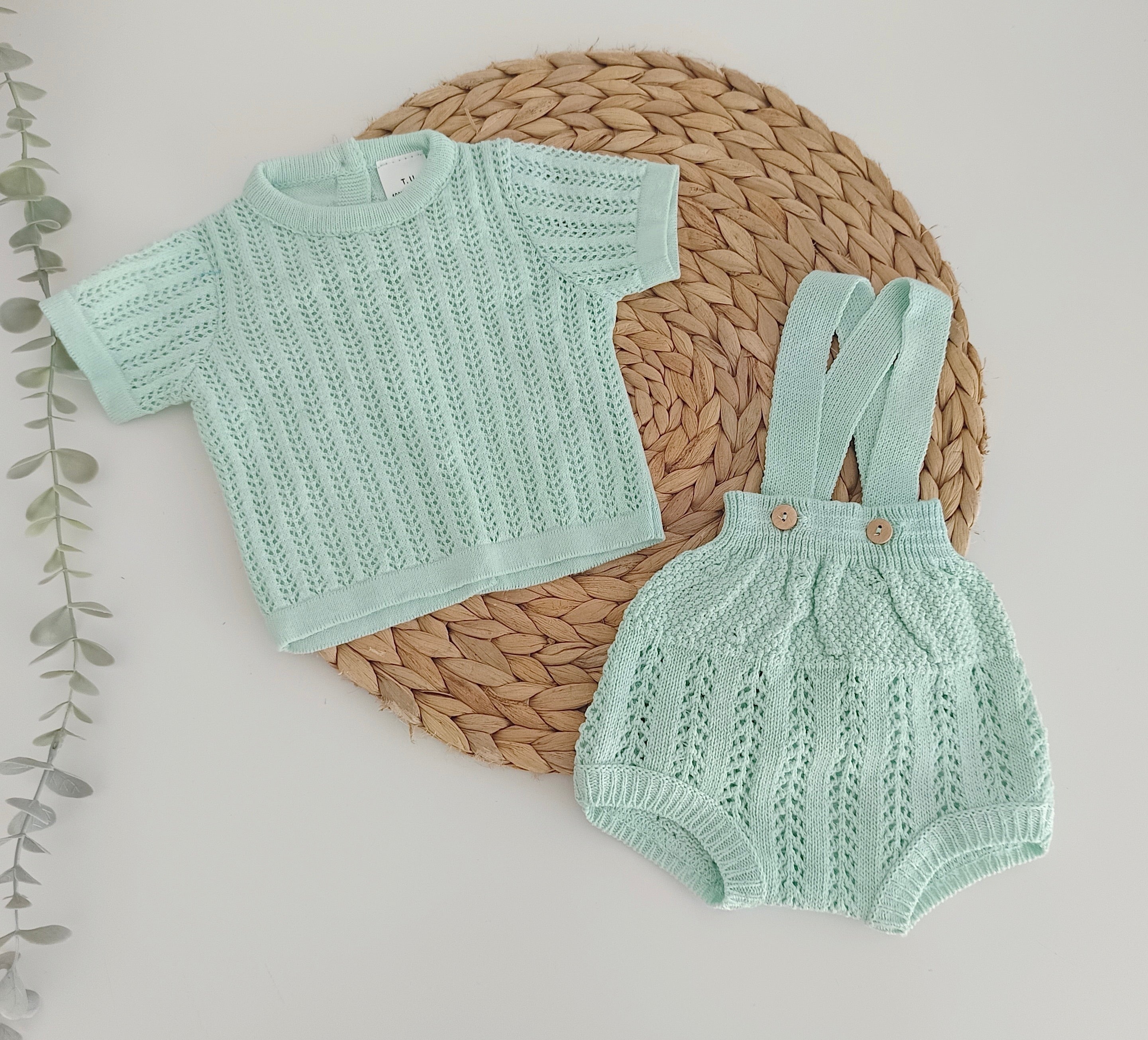 Fofo de Malha com Camisola Verde Água