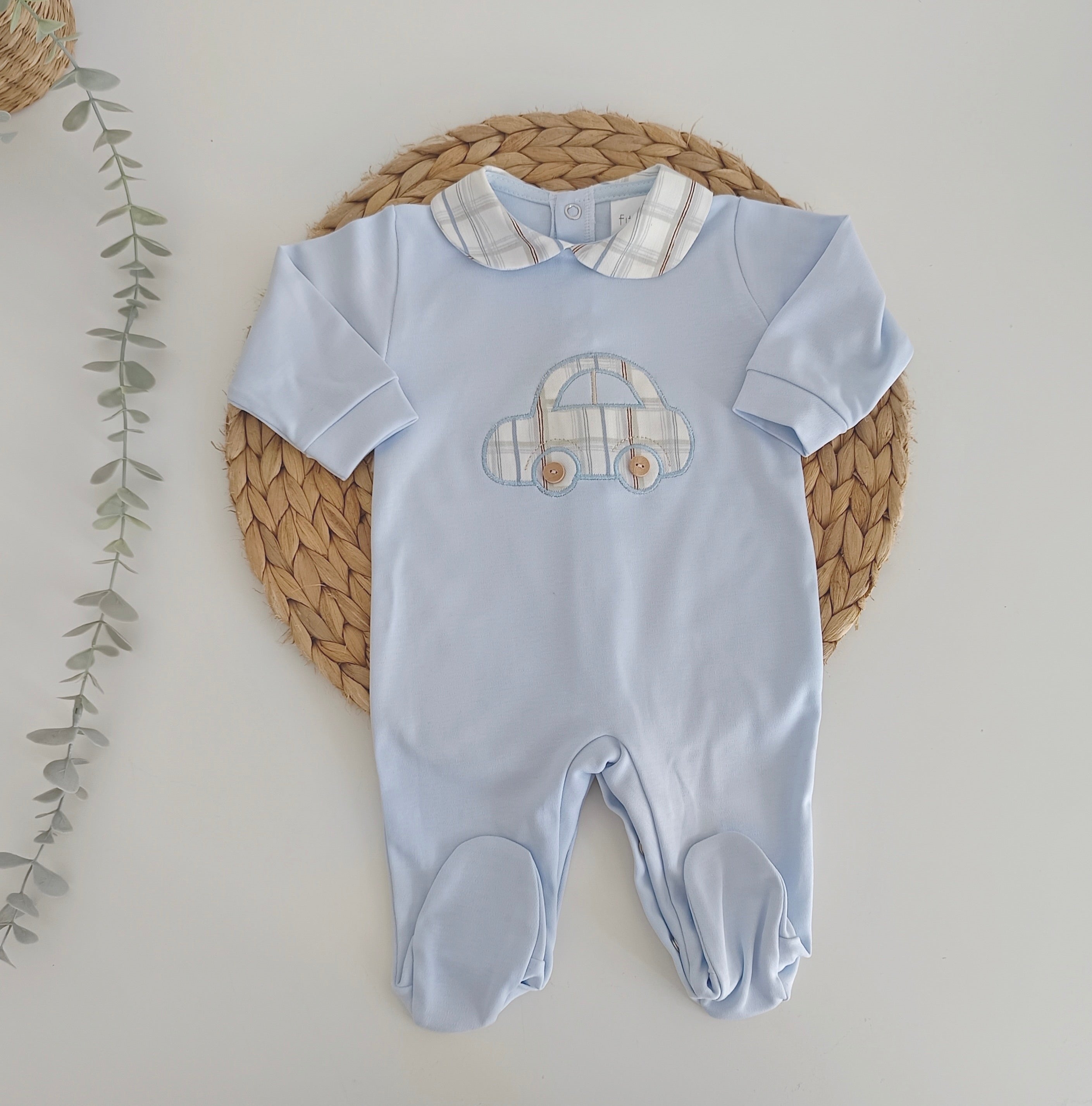 FitFiu Babies® | Babygrow Algodão Carrinho Azul