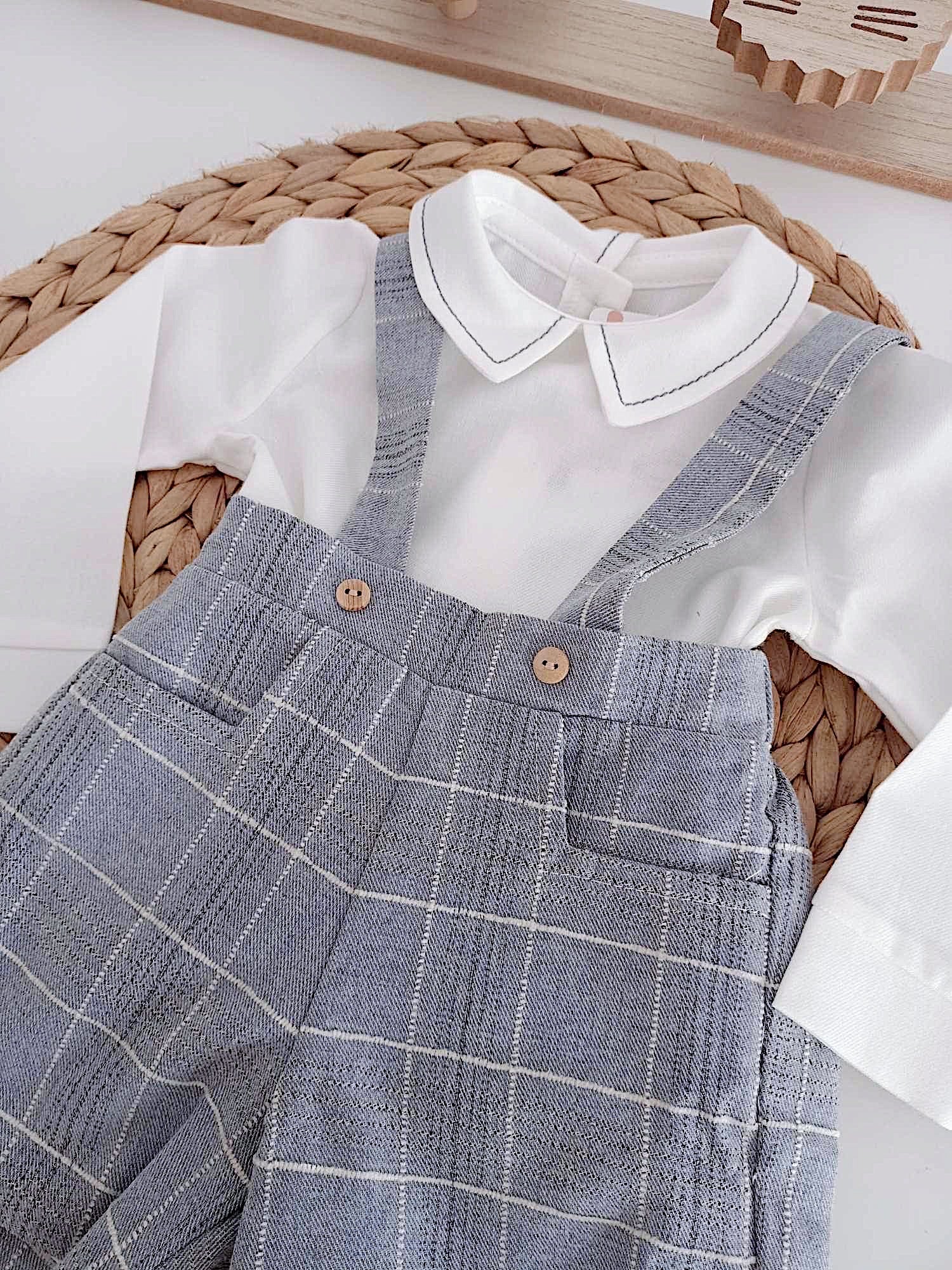 Fofo com alças Camisa Xadrez Azul