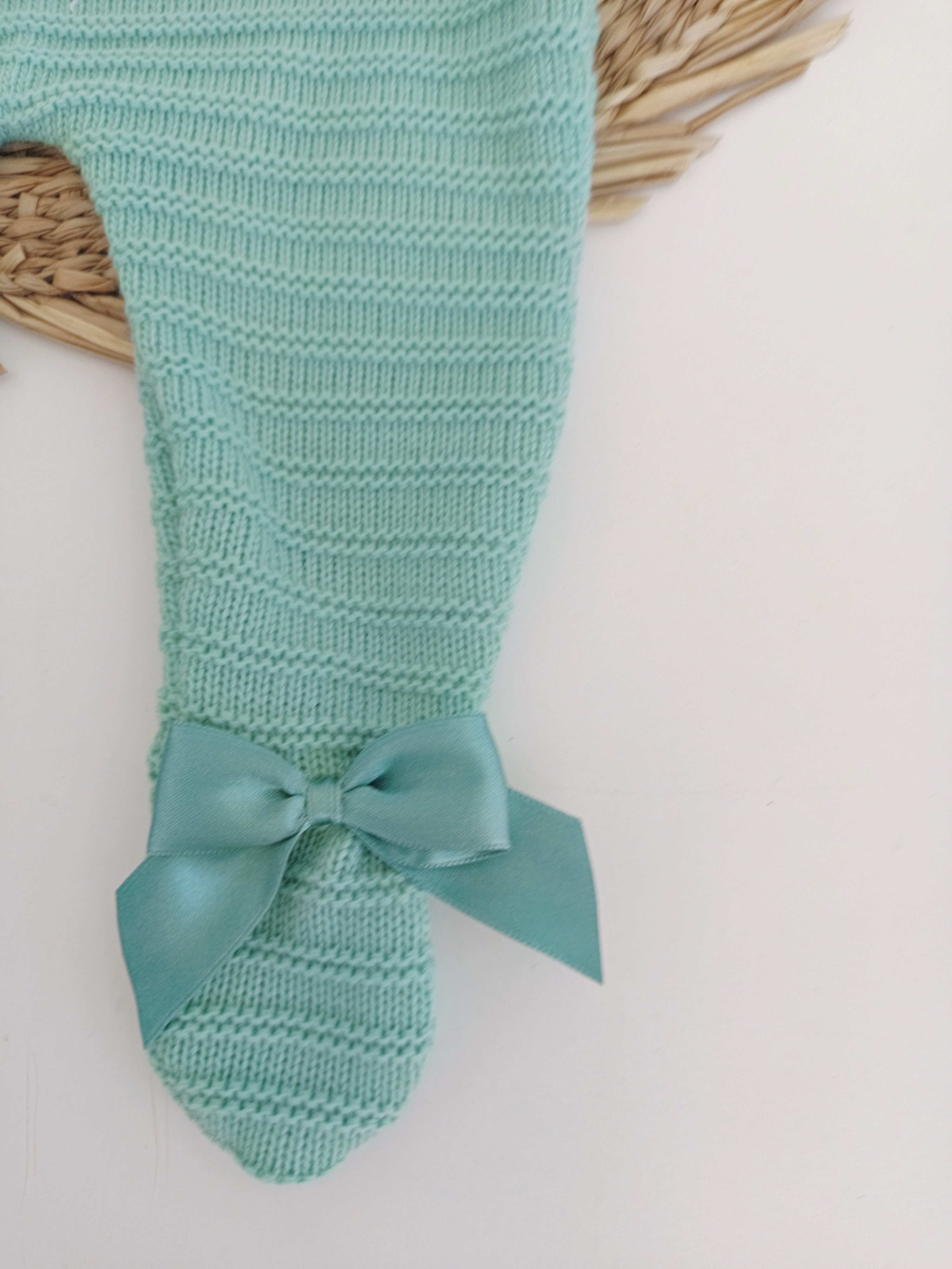 Jardineiras de malha com Camisola Laços nos pés Verde