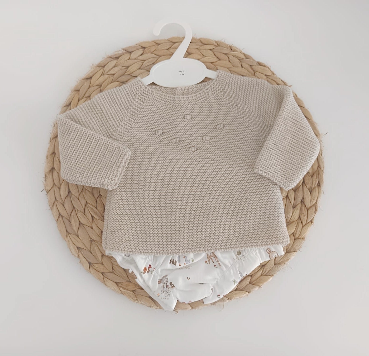 Tapa Fraldas com Camisola de Malha Bambis Areia
