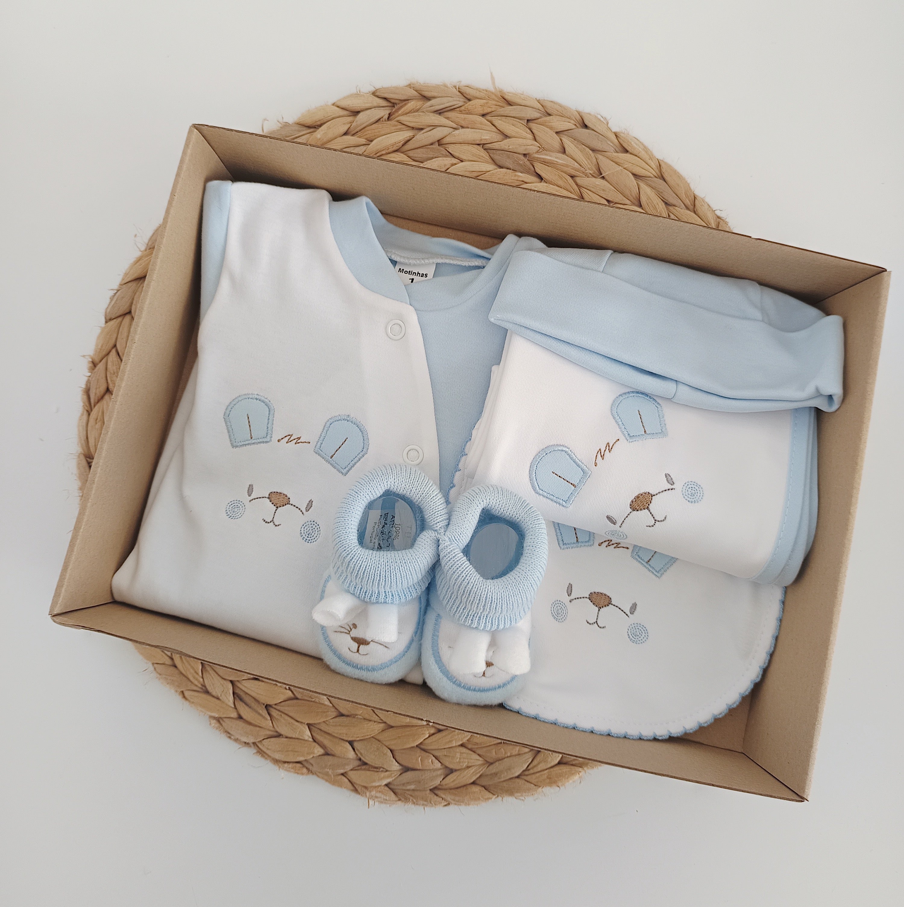 Conjunto de Algodão Coelho Orelhas Azul