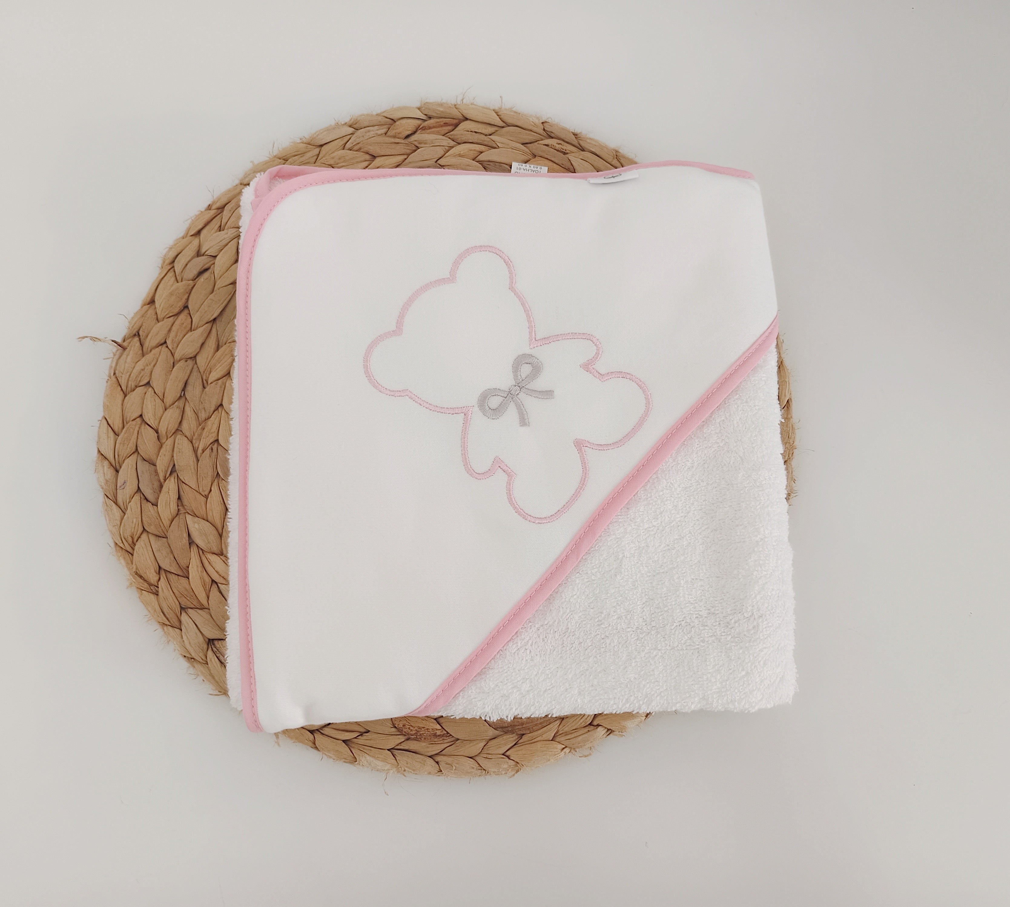 Toalha de banho para Bebé Urso Rosa