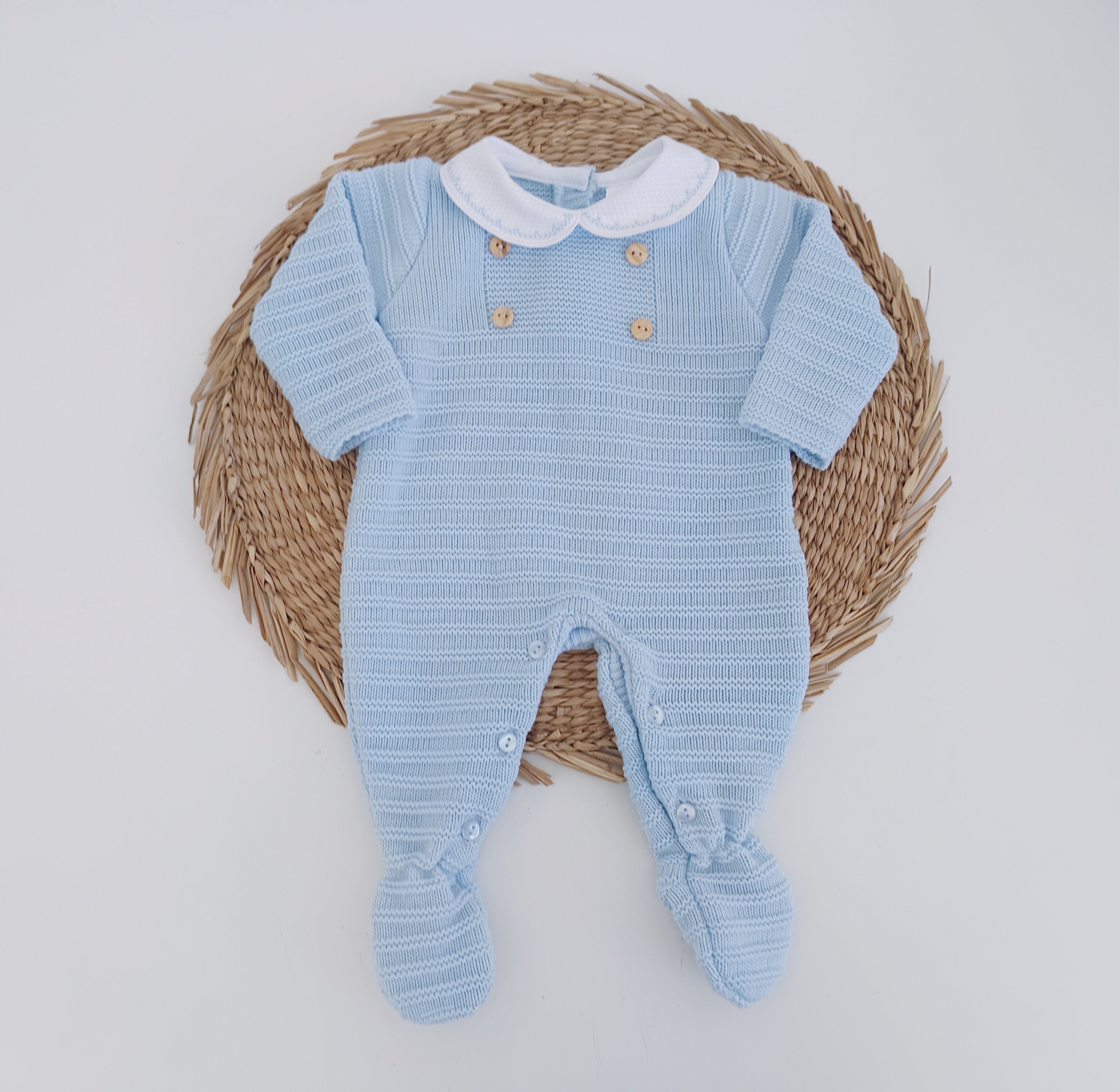 Babygrow de Malha Quatro Botões Azul