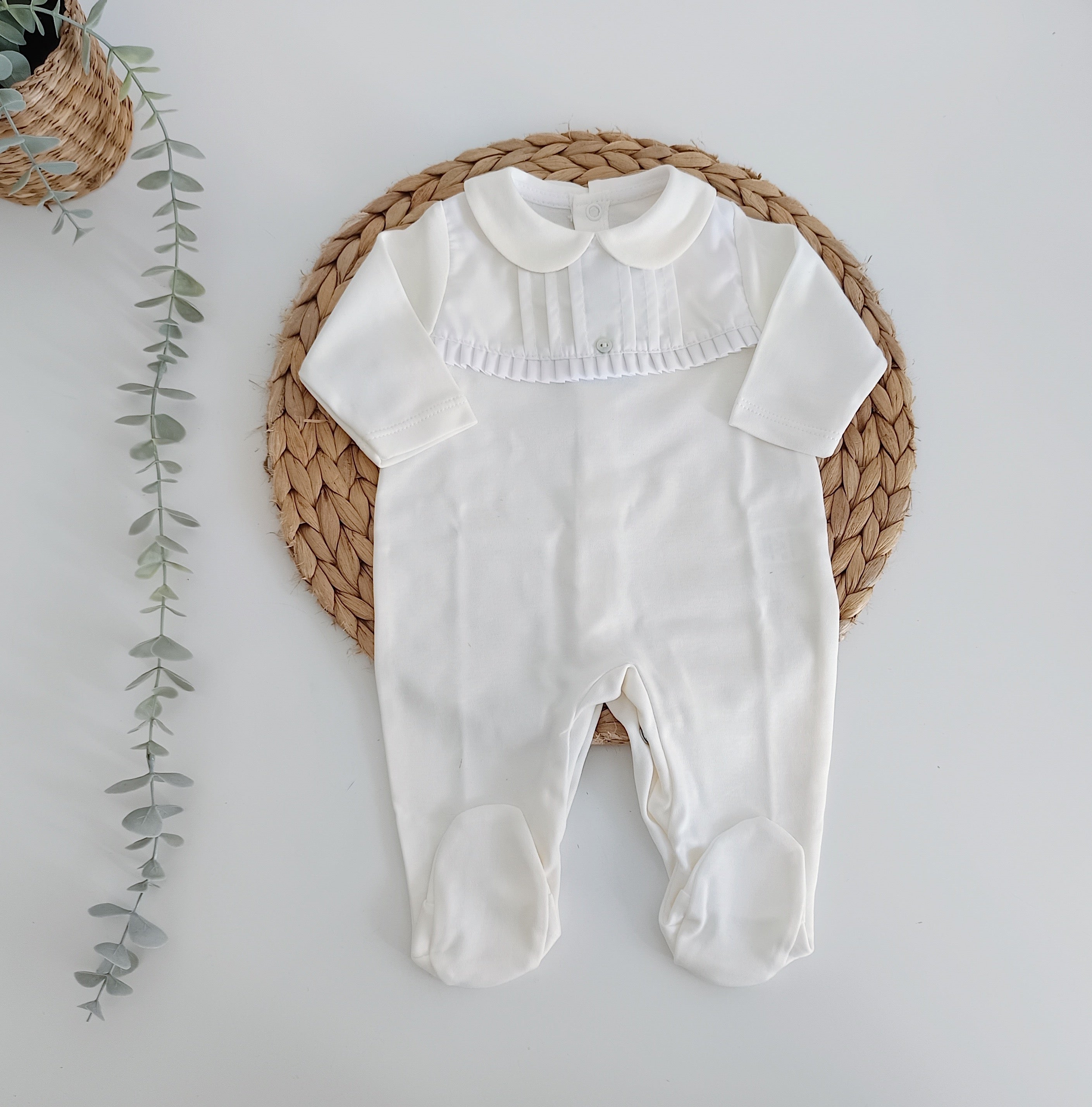 Babygrow Algodão Peitilho com Botão Pérola