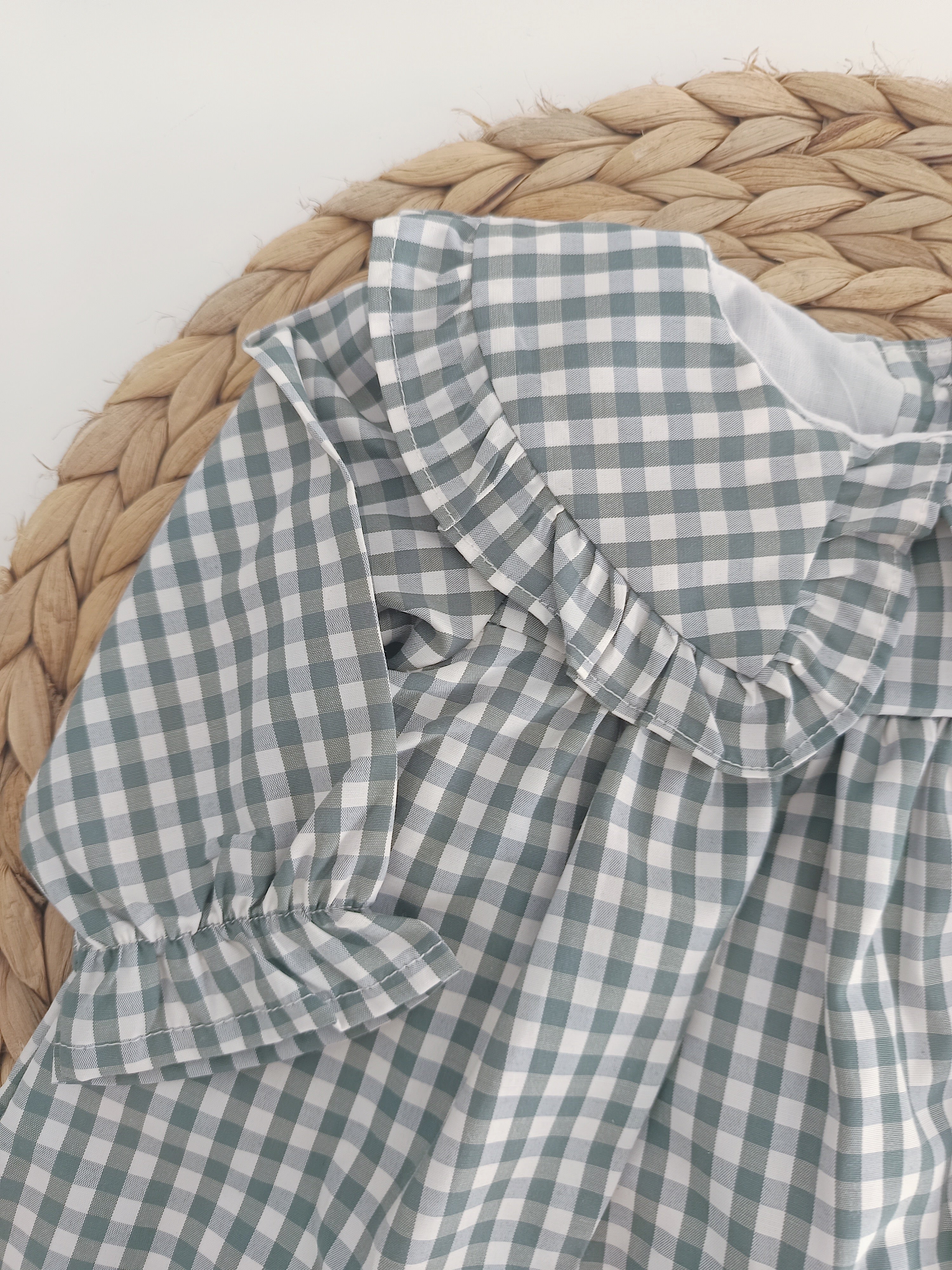 Vestido com Tapa Fraldas Xadrez Verde