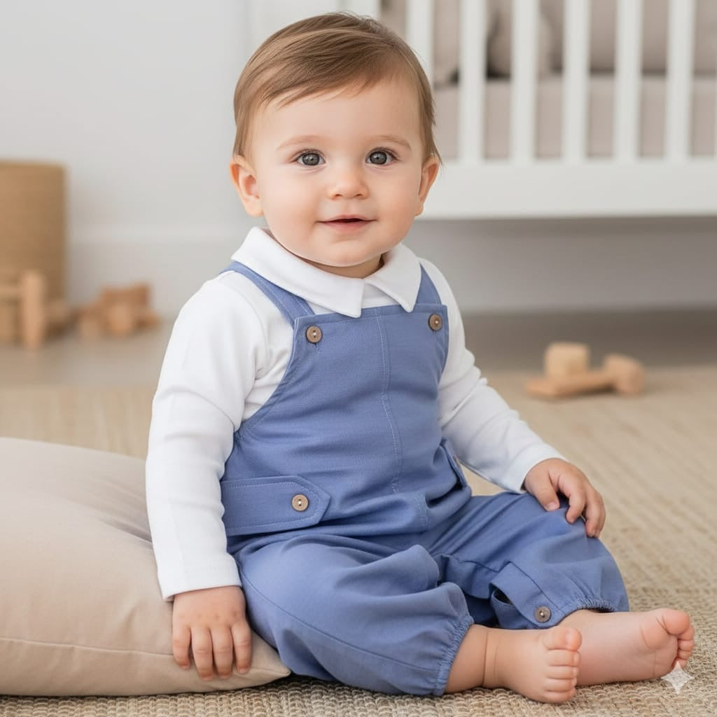 Jardineira Básica com Camisa Jeans