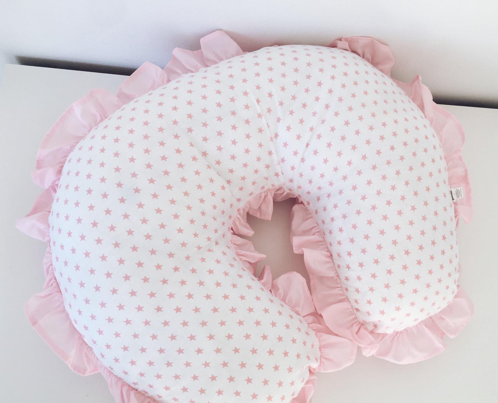 almofada de amamentação rosa com estrelas e folho FitFiu