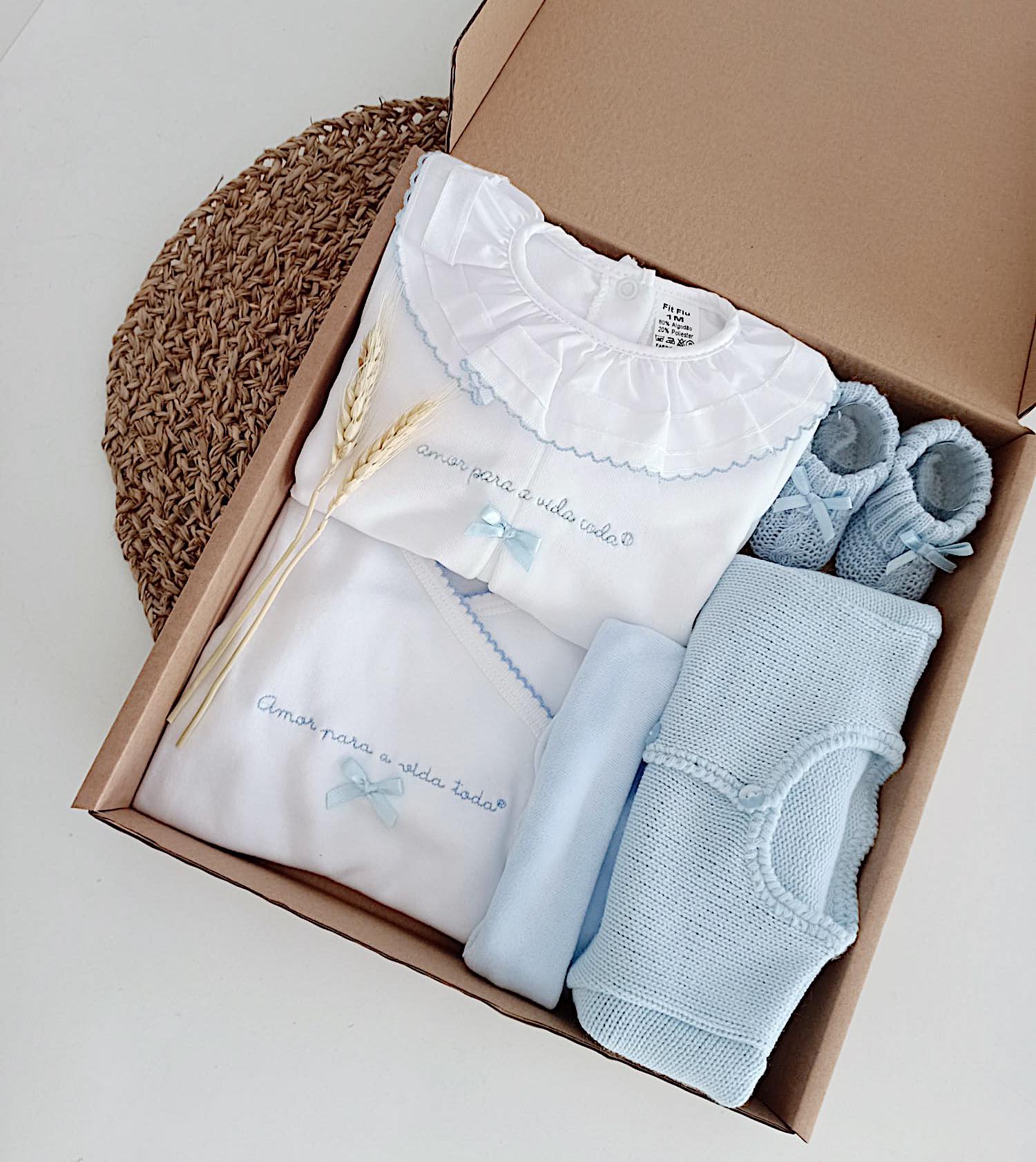 Amor Para a Vida Toda® | Conjunto Primeira Roupinha Veludo Lacinho Azul