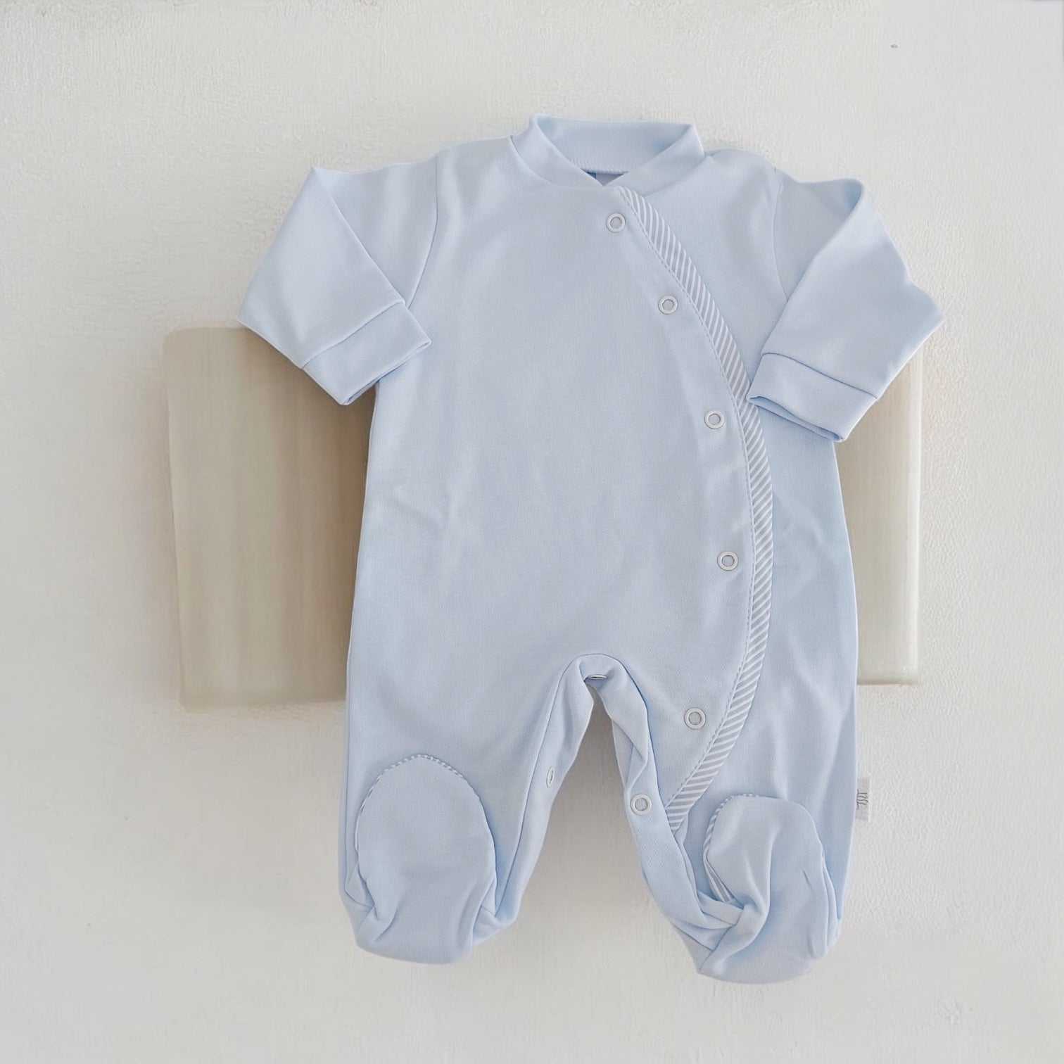 Babygrow Algodão Folho Riscas Azul