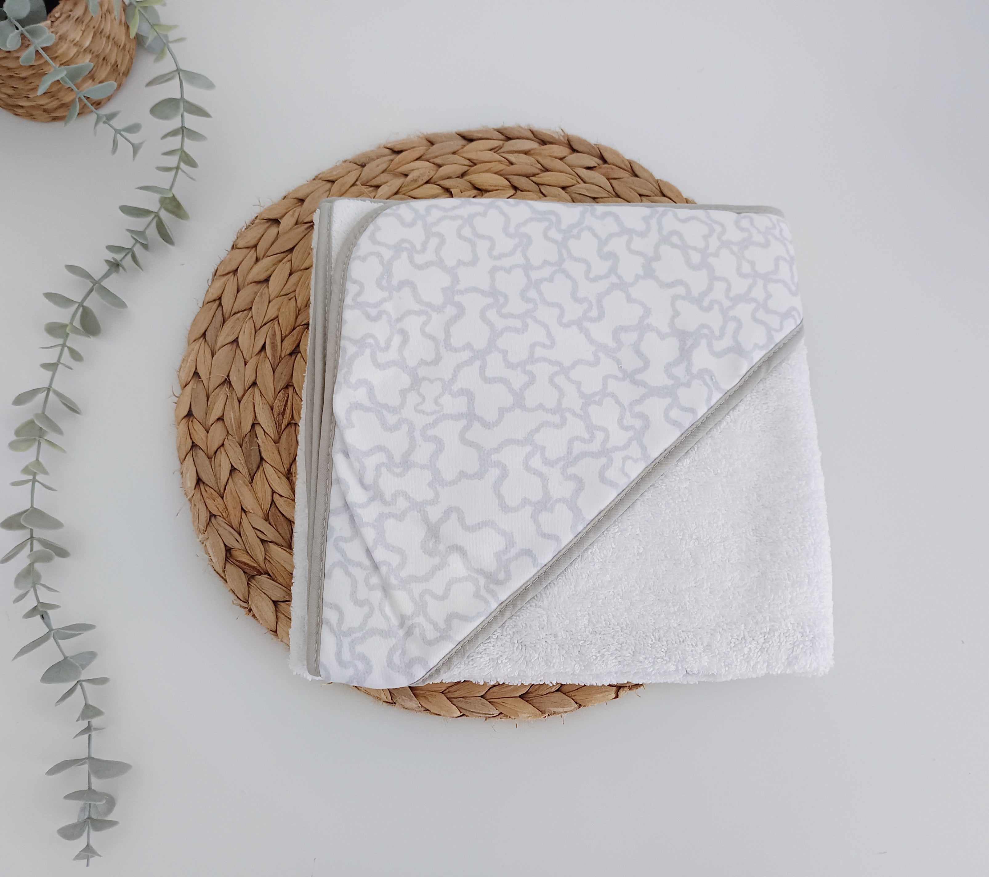 Toalha de Banho para Bebé Ursinhos Cinza