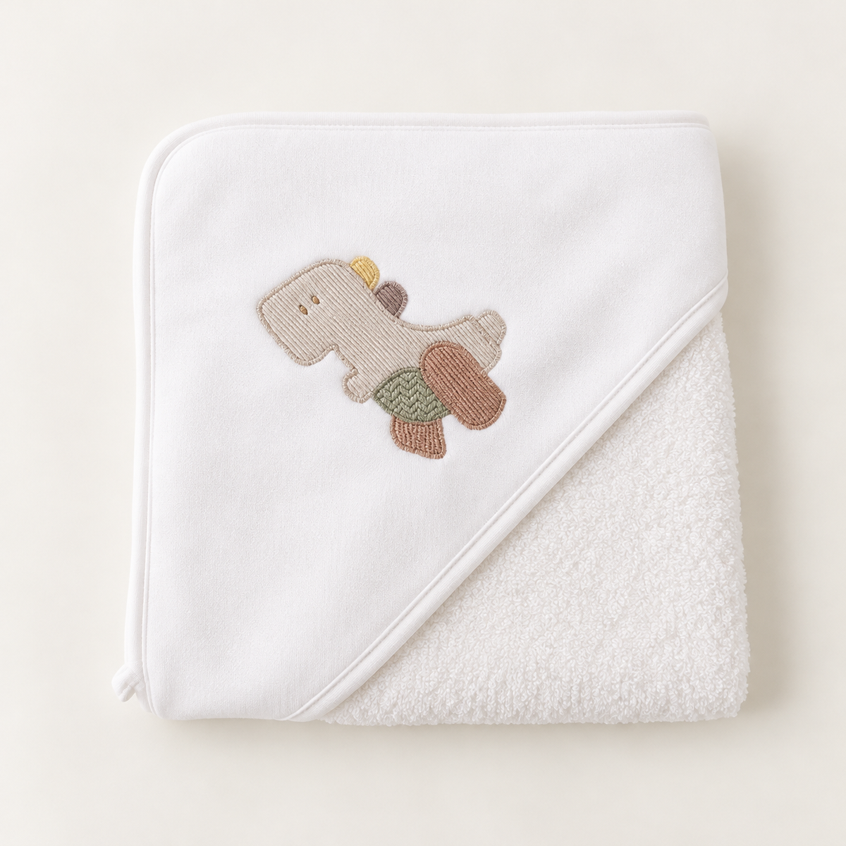 FitFiu Babies® | Toalha de Banho para Bebé Dinossauro Branco