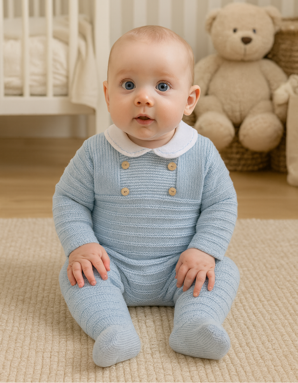 Babygrow de Malha Quatro Botões Azul