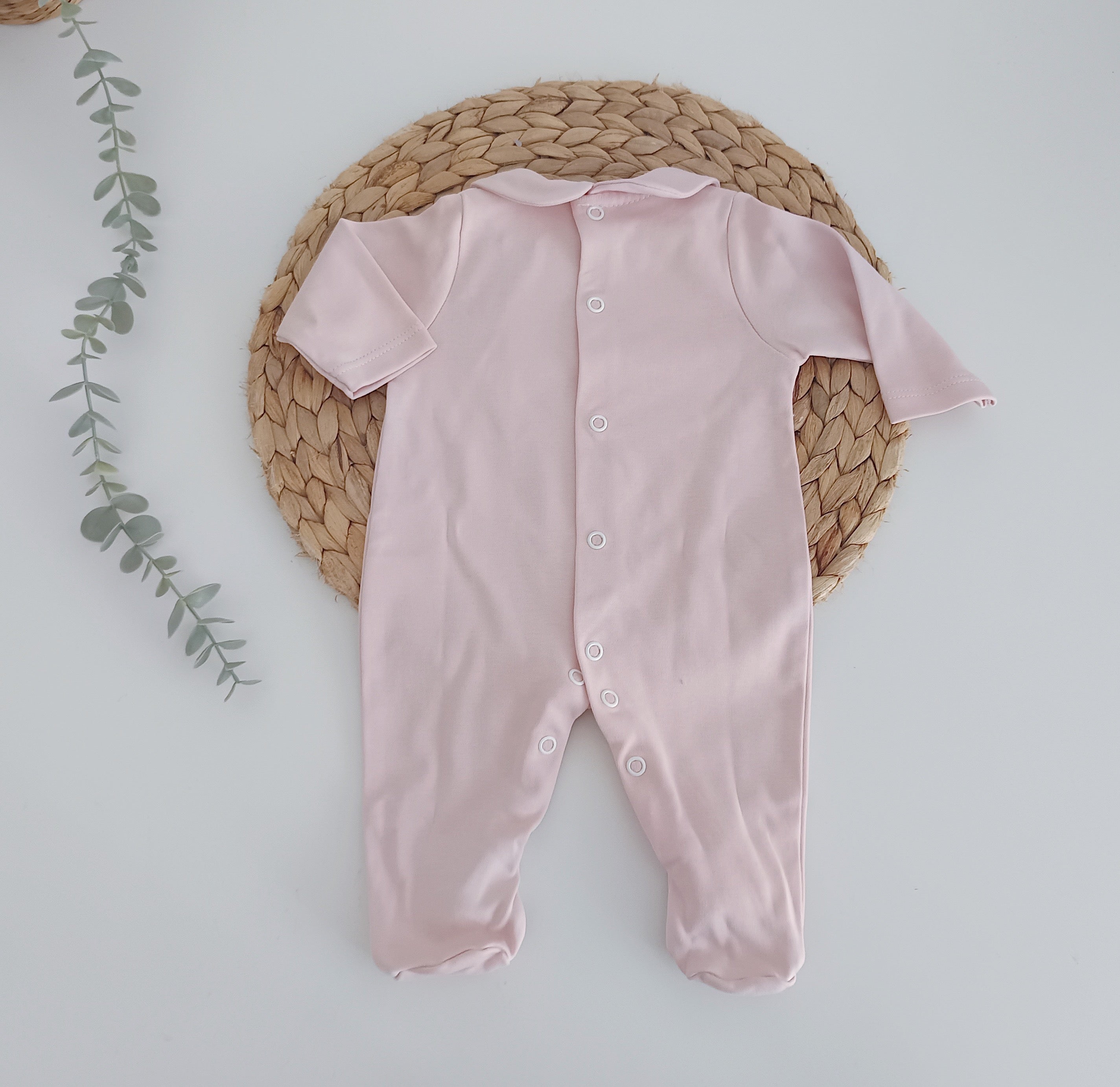 Babygrow Algodão Peitilho com Botão Rosa Velho