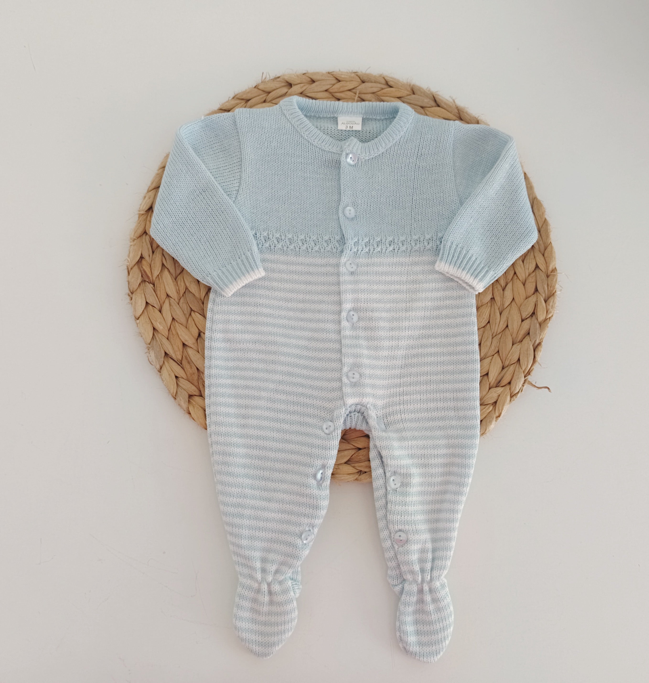 Babygrow de Malha Riscas Azul