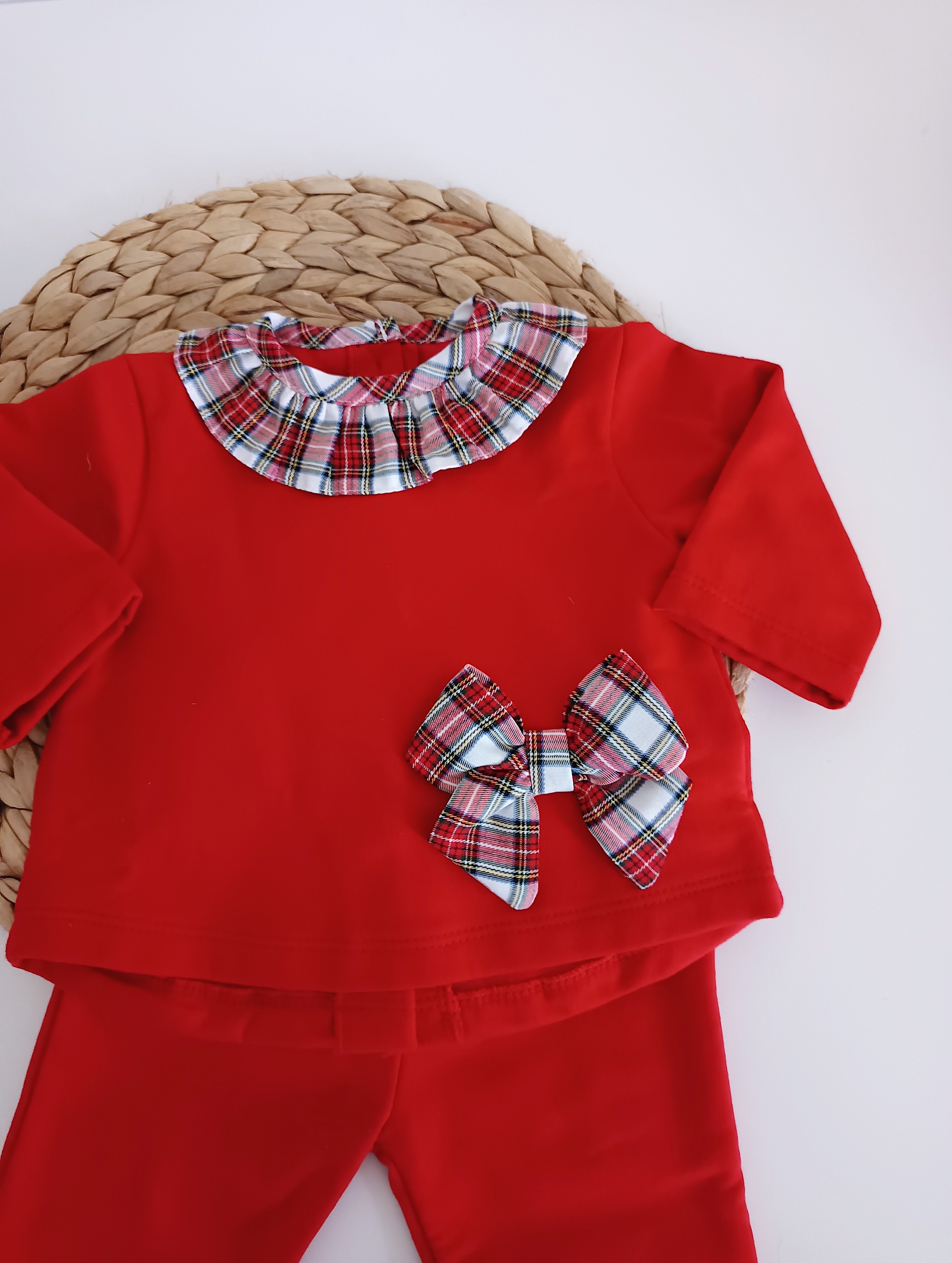 Conjunto Laçarote em baixo Xadrez Vermelho
