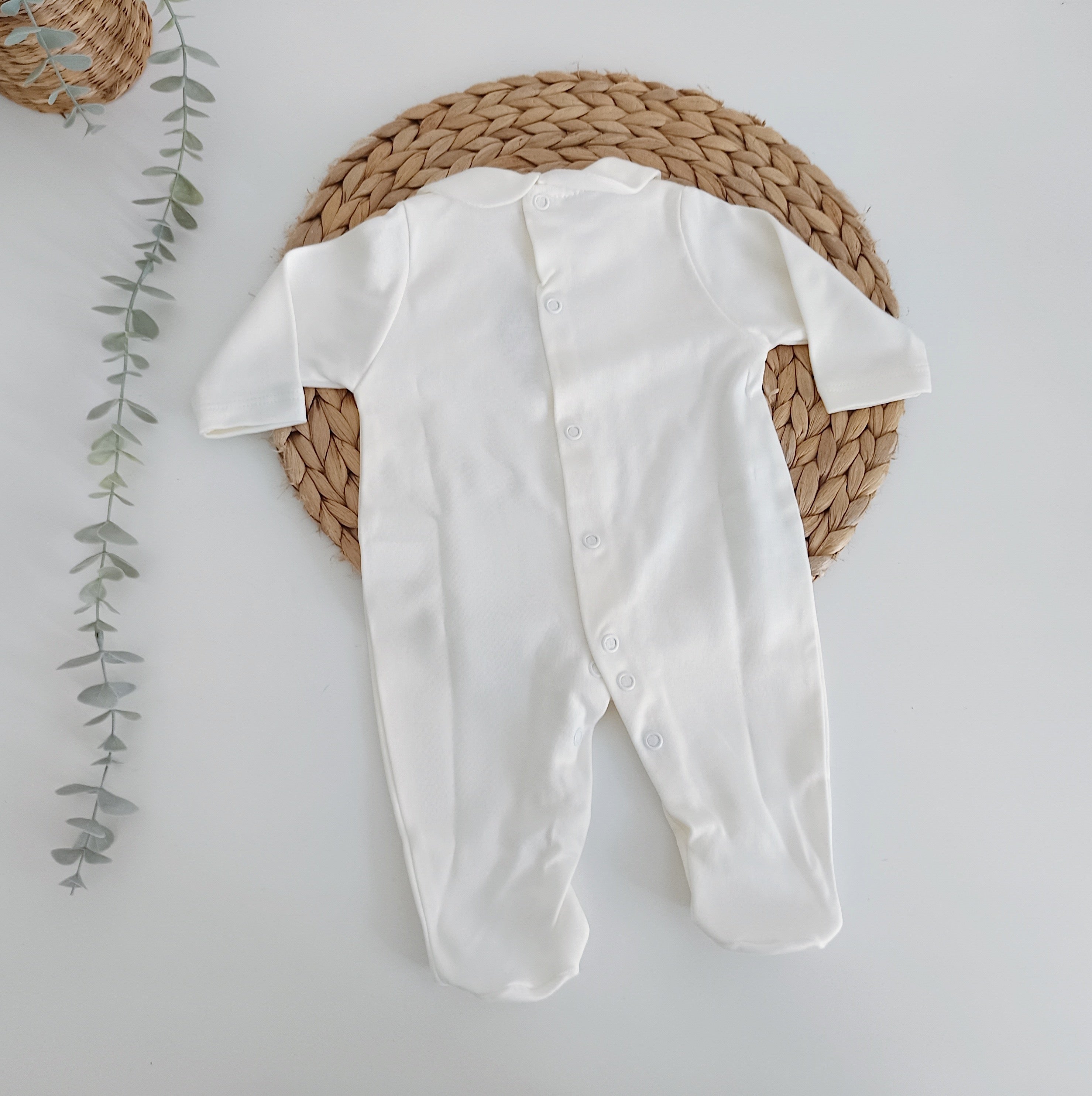 Babygrow Algodão Peitilho com Botão Pérola