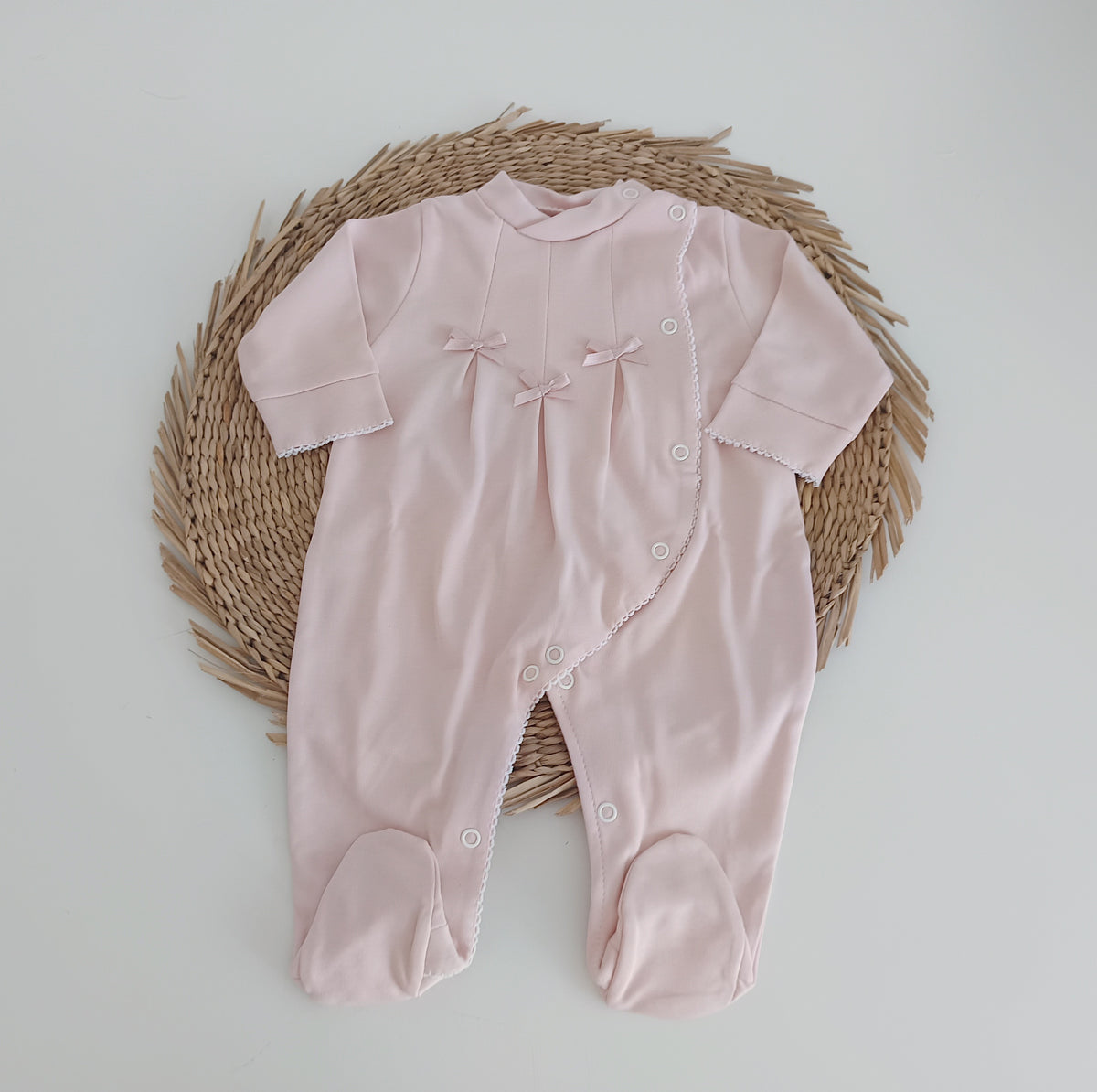 Babygrow Algodão Três Lacinhos Rosa Velho