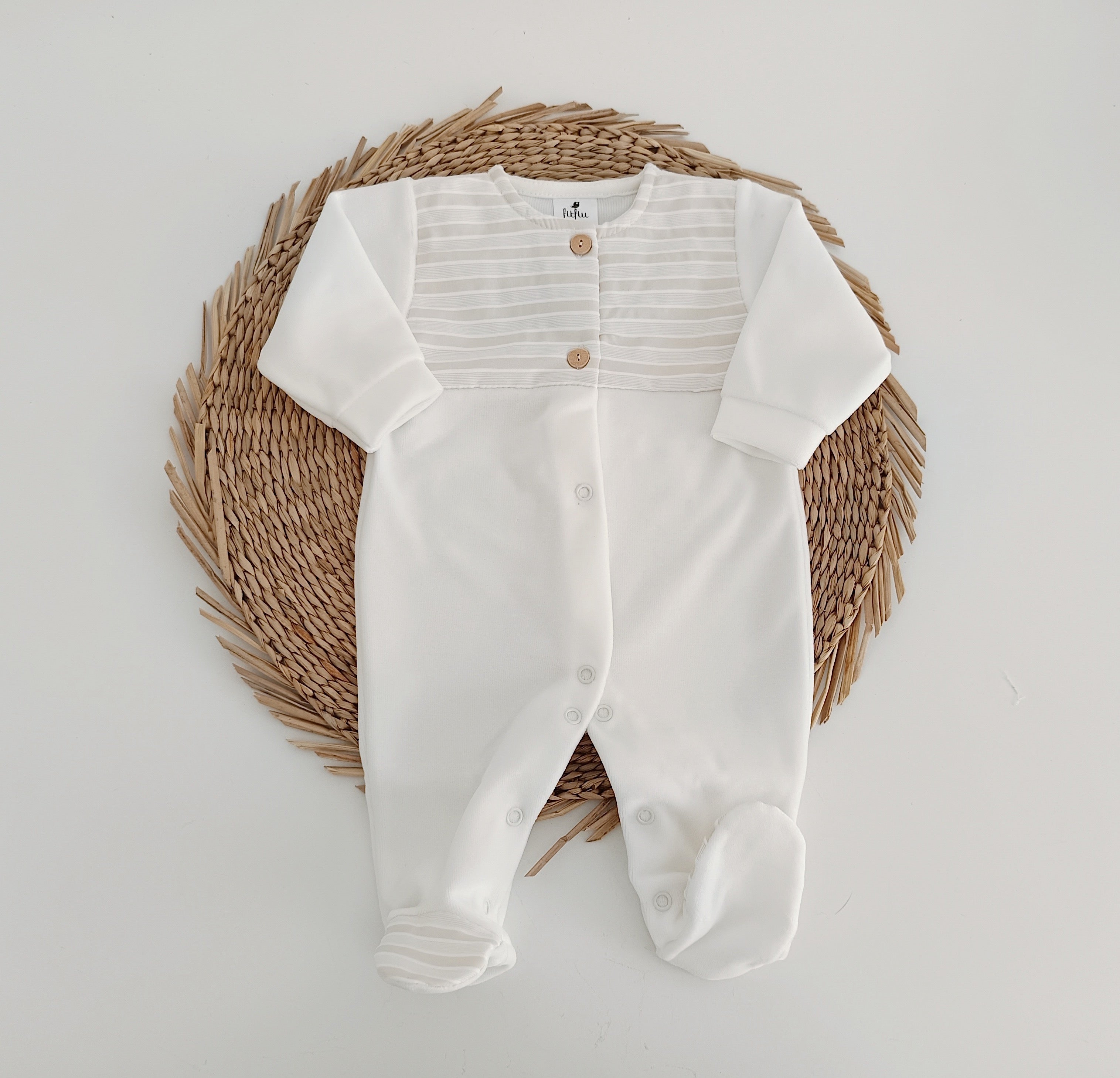FitFiu Babies® | Conjunto de Primeira Roupinha Riscas Pérola