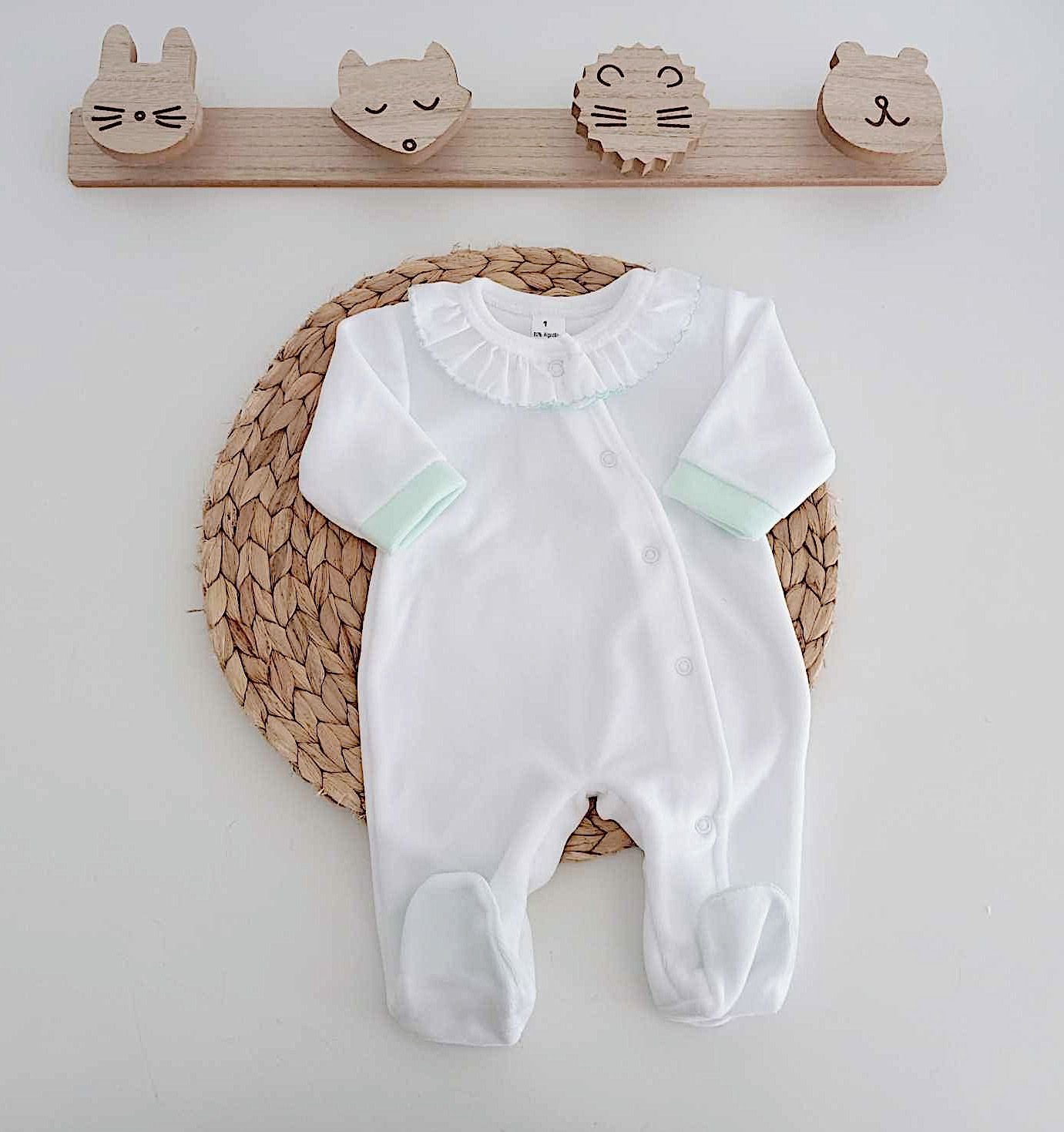 Babygrow Algodão Basic com picueta Verde Água
