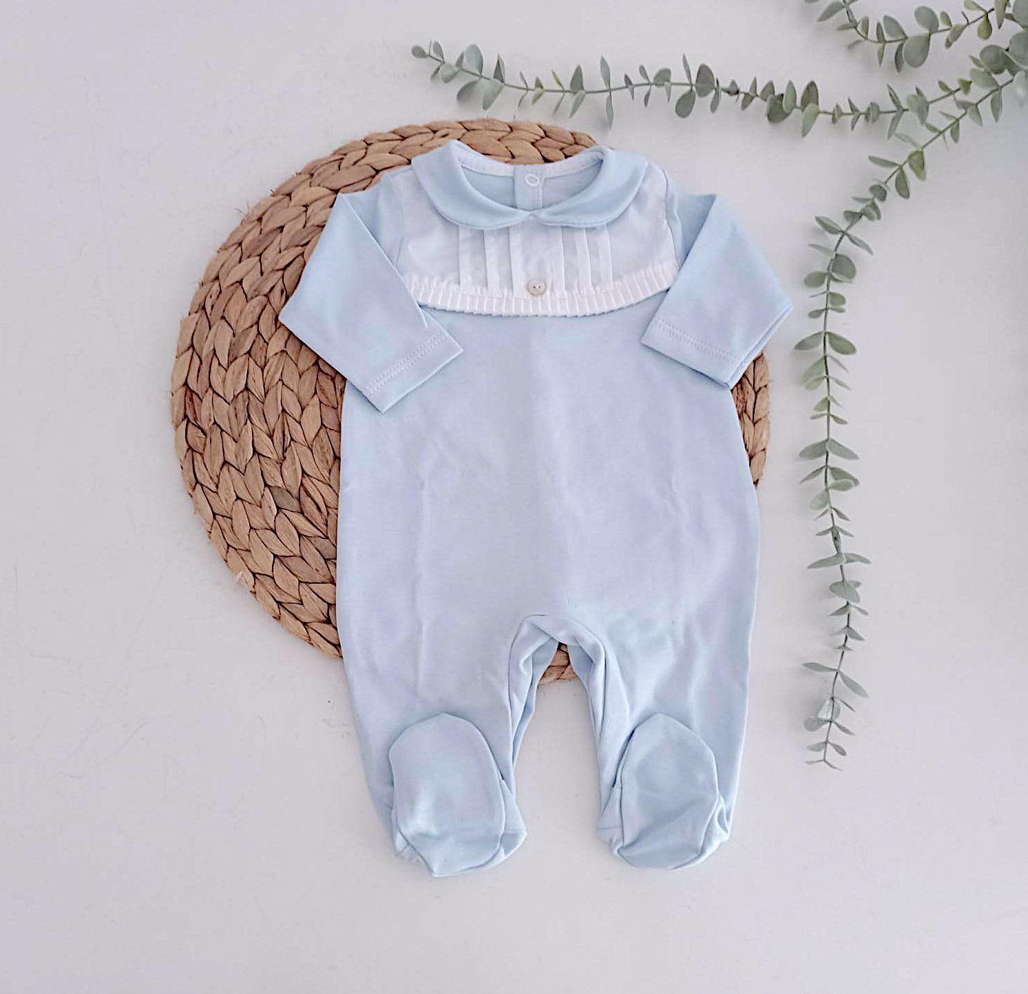 Babygrow Algodão Peitilho Folho Azul