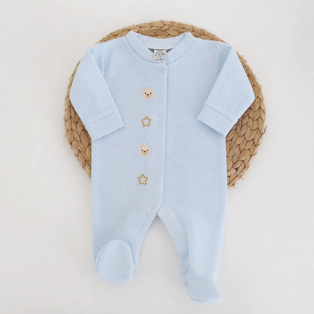 Babygrow Algodão Ursinhos Estrelas Azul