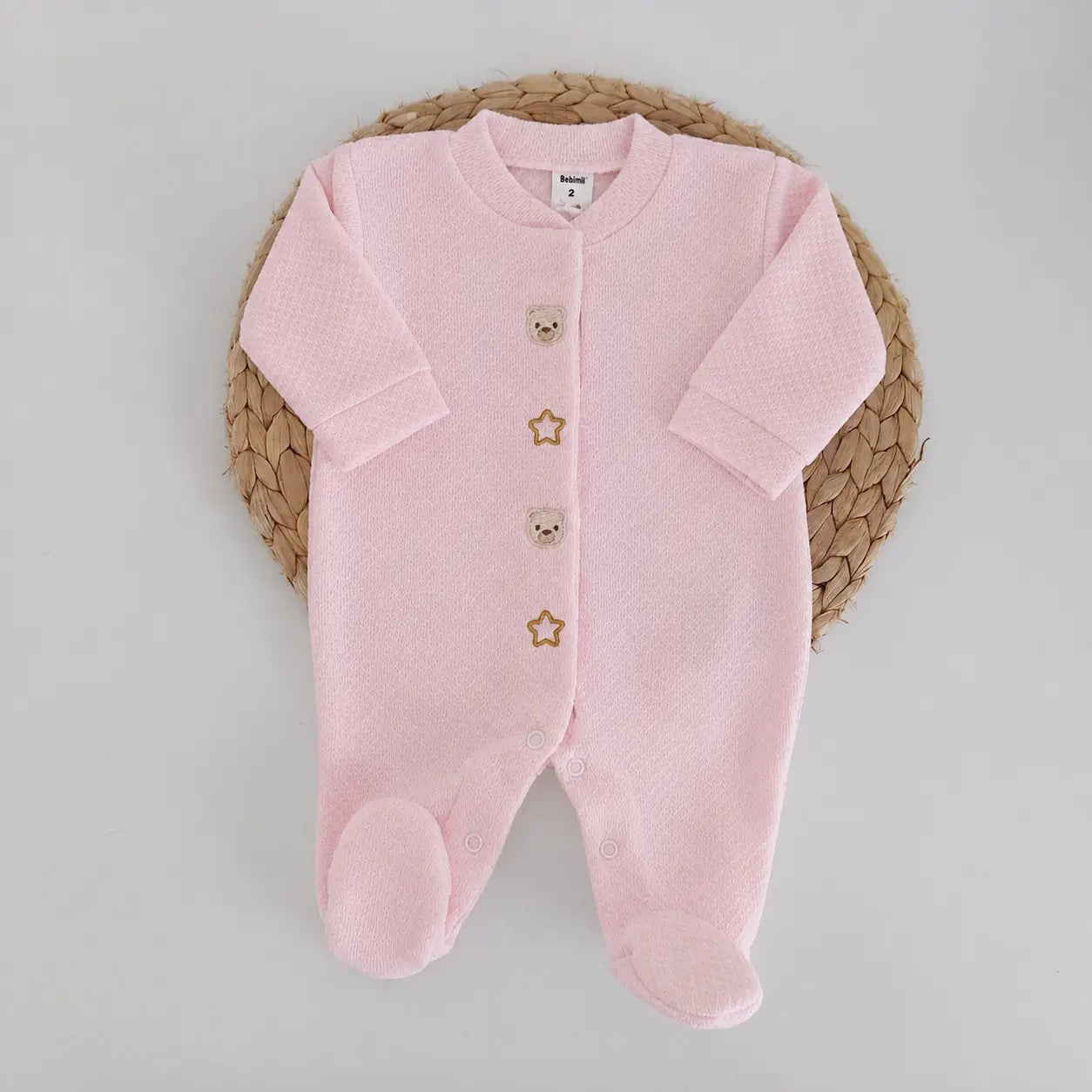 Babygrow Algodão Ursinhos Estrelas rosa