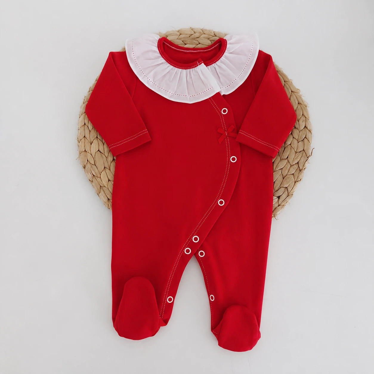 Babygrow bebé Lacinho Gola de Folho Vermelho
