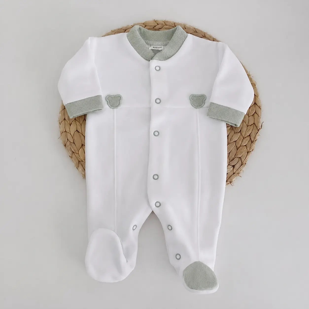 Babygrow Veludo Duas Cabecinhas Urso Verde