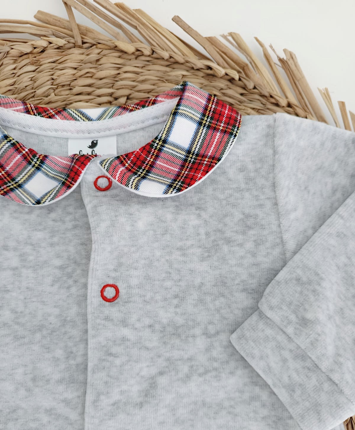 babygrow natal vermelho xadrez