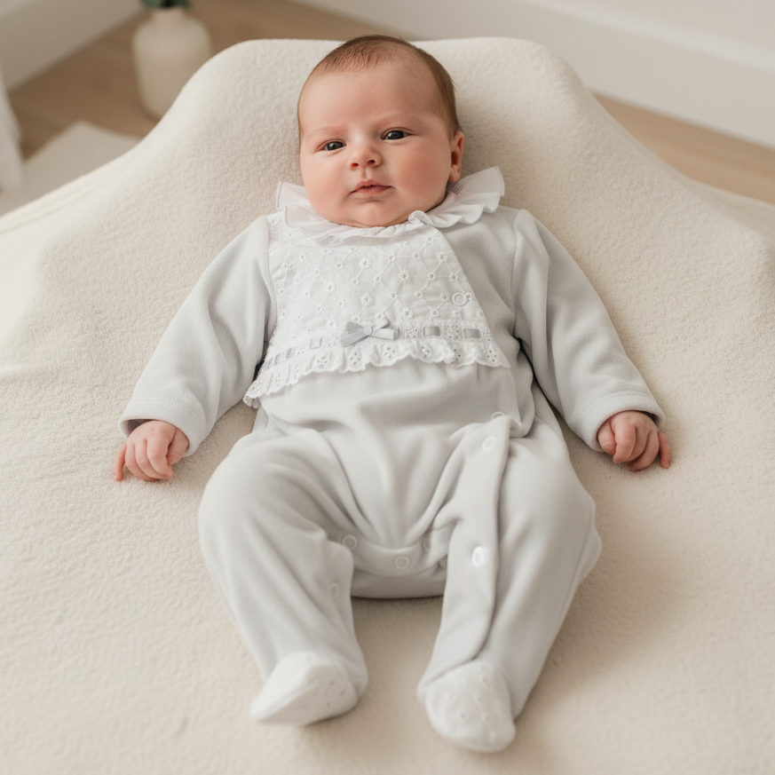 babygrow veludo cinza