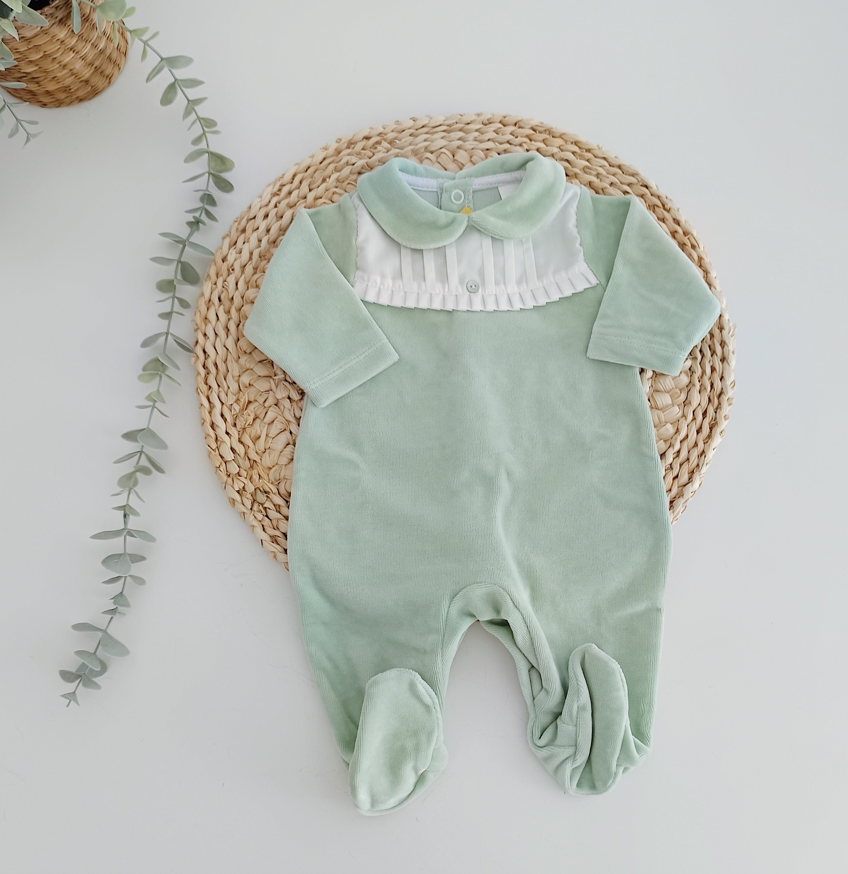 babygrow bebé verde veludo