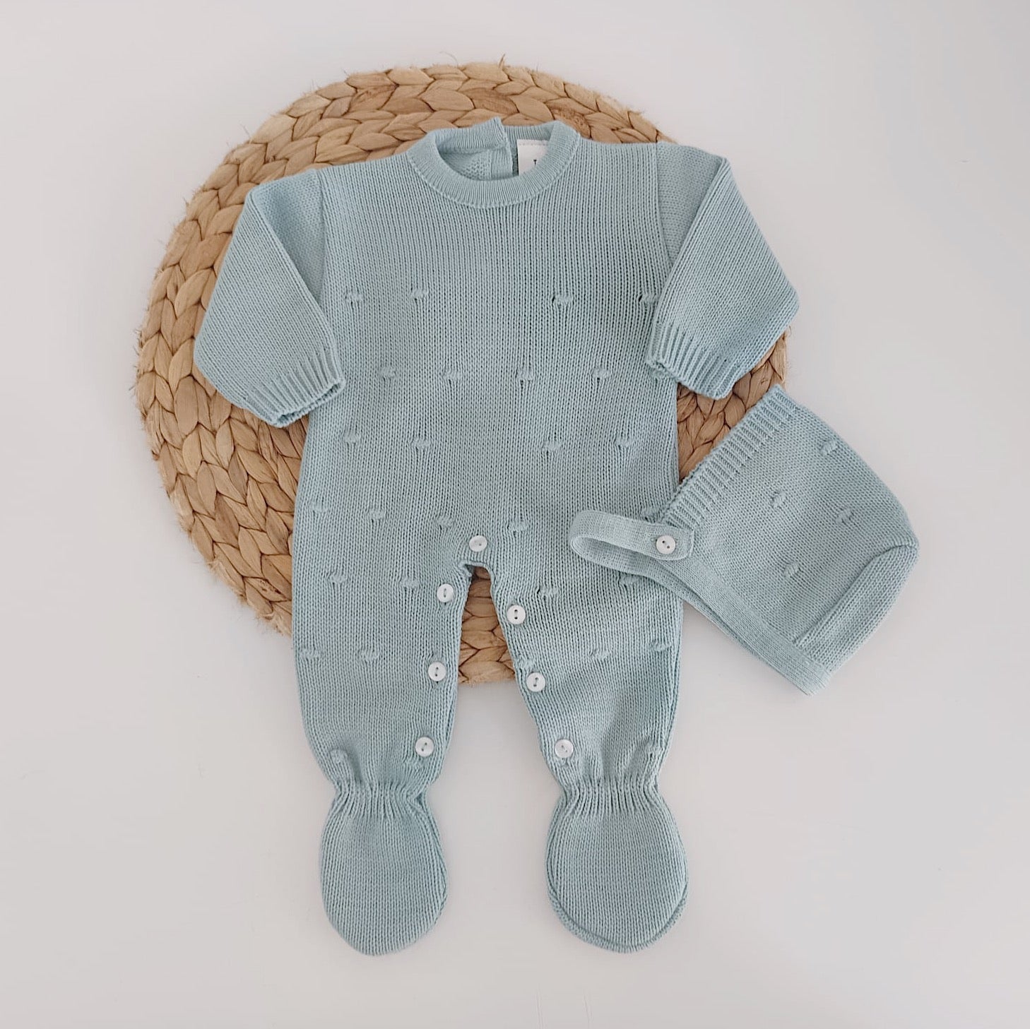 Babygrow de Malha Pompons com touca Verde