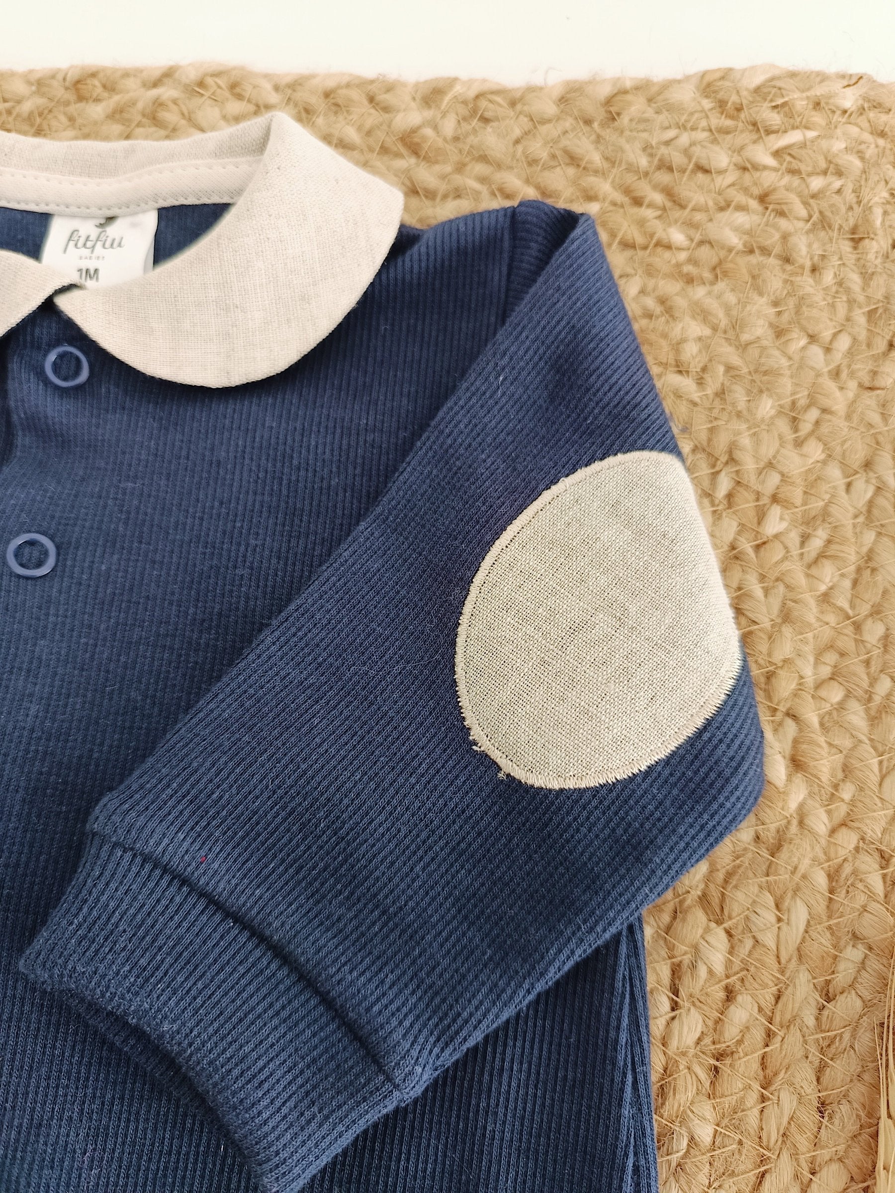 Babygrow Algodão Bolsos com Botão Marinho