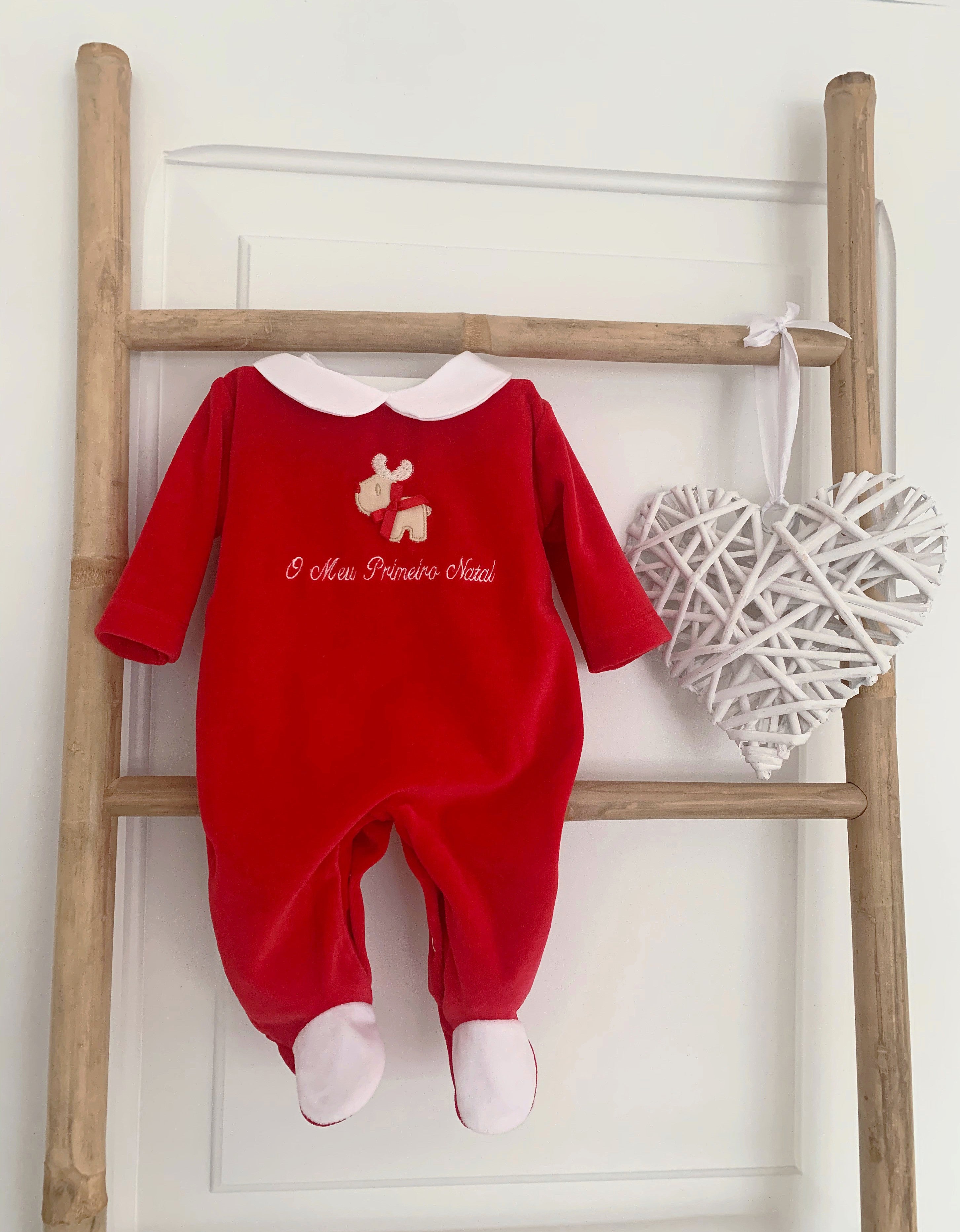 FitFiu Babies® | Babygrow em veludo O Meu Primeiro Natal