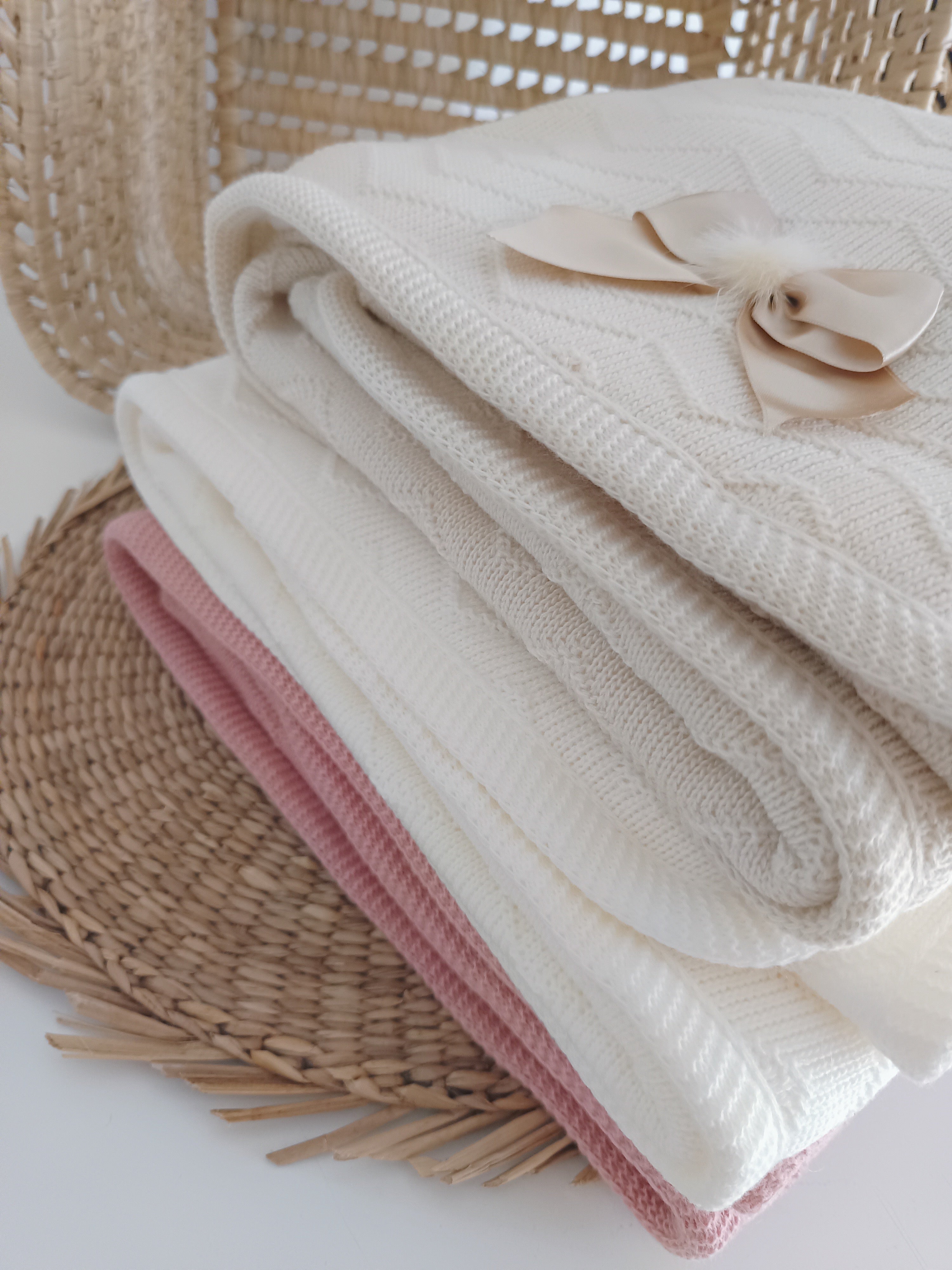 Manta de Malha forrada para Bebé Laço com pelinho