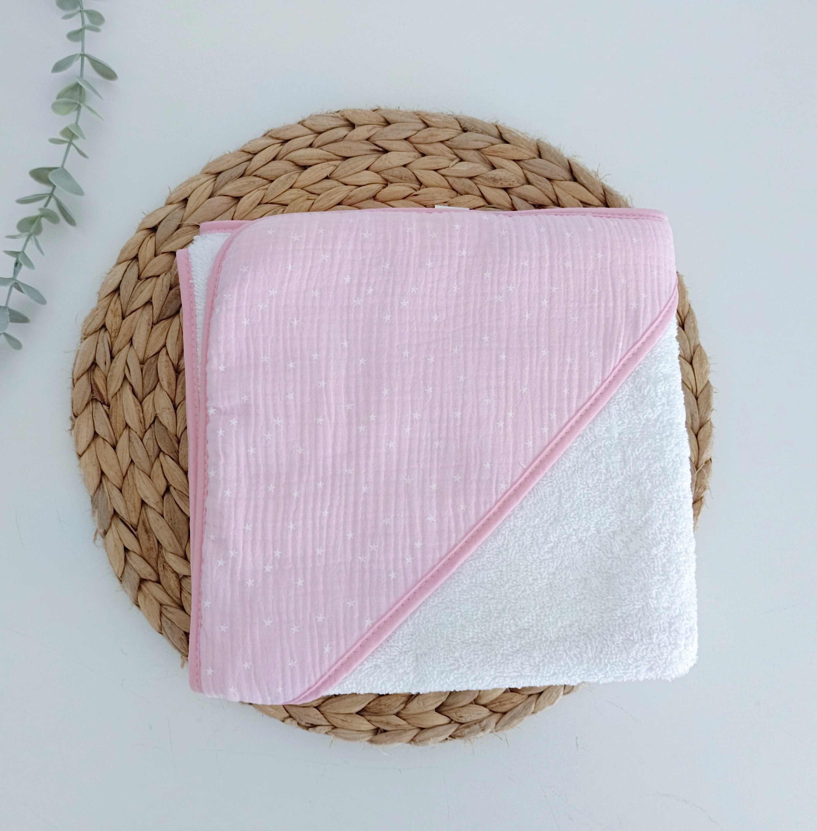 Toalha de banho Musselina Estrelinhas Rosa