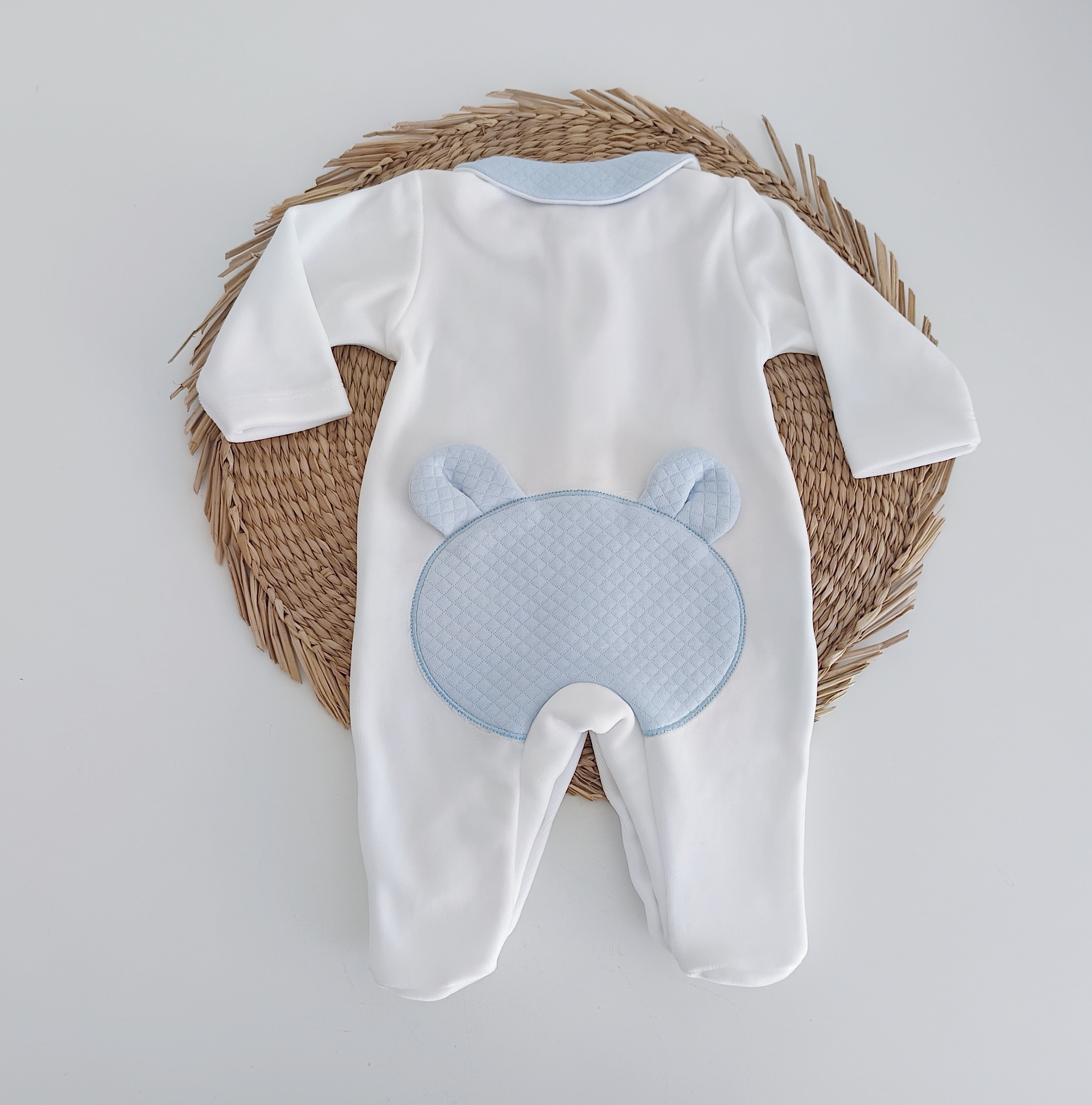FitFiu Babies® | Conjunto de Bebé Veludo Urso Orelhas Azul