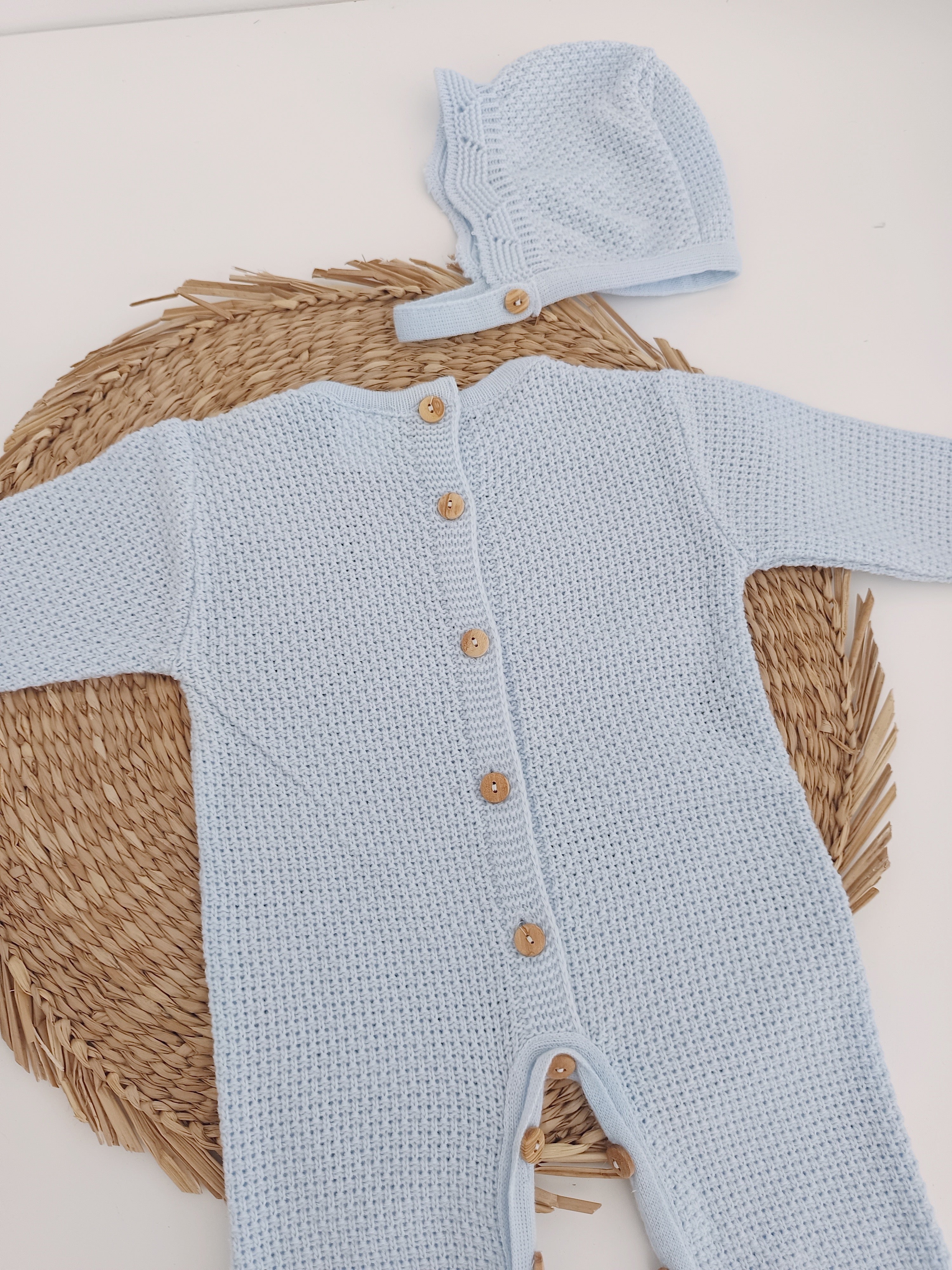 Babygrow de Malha Losangos com Touca Azul
