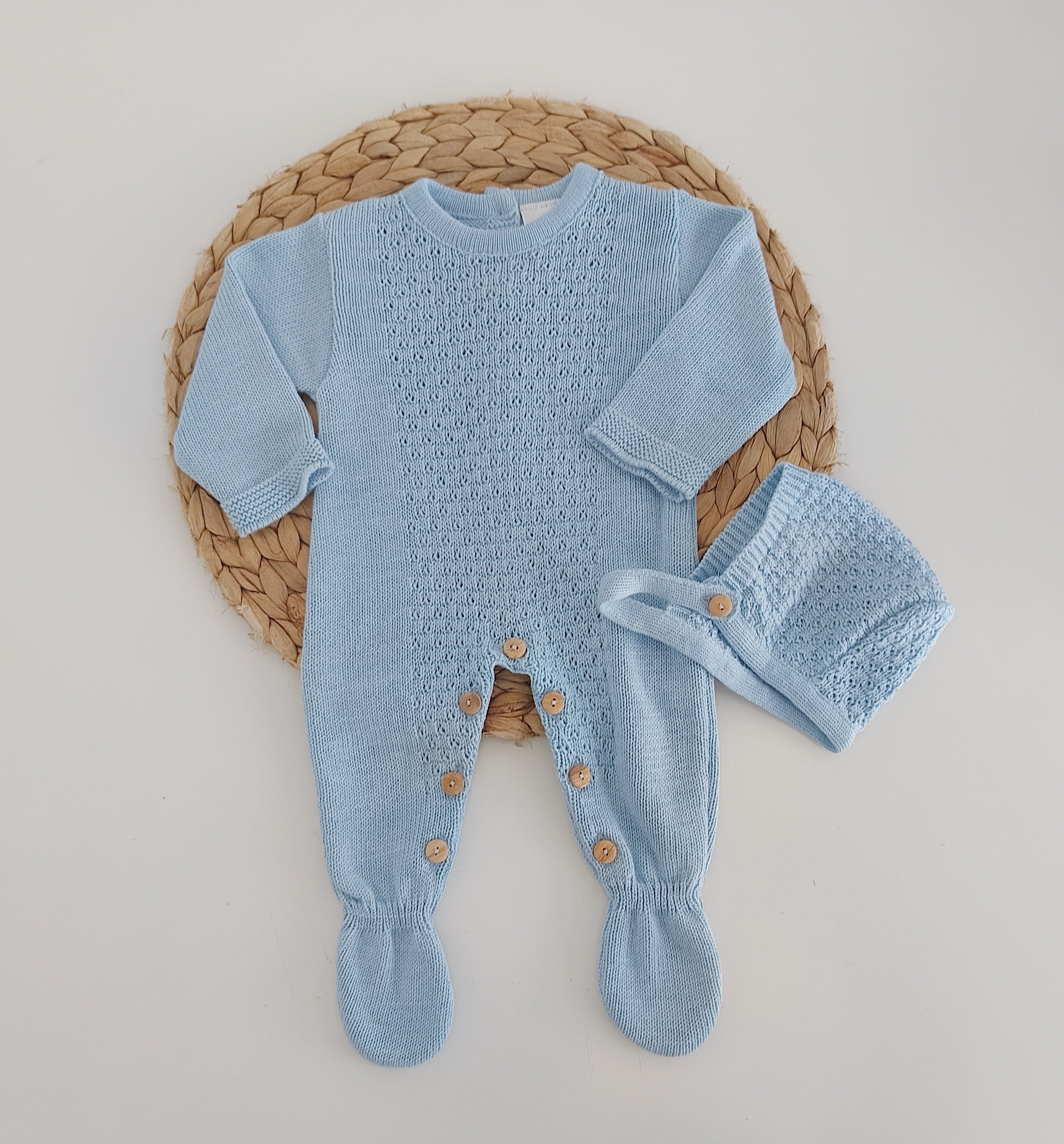 Babygrow de Algodão com touca Azul