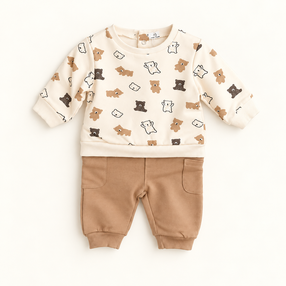 Conjunto de Calças e Camisola Ursos Areia