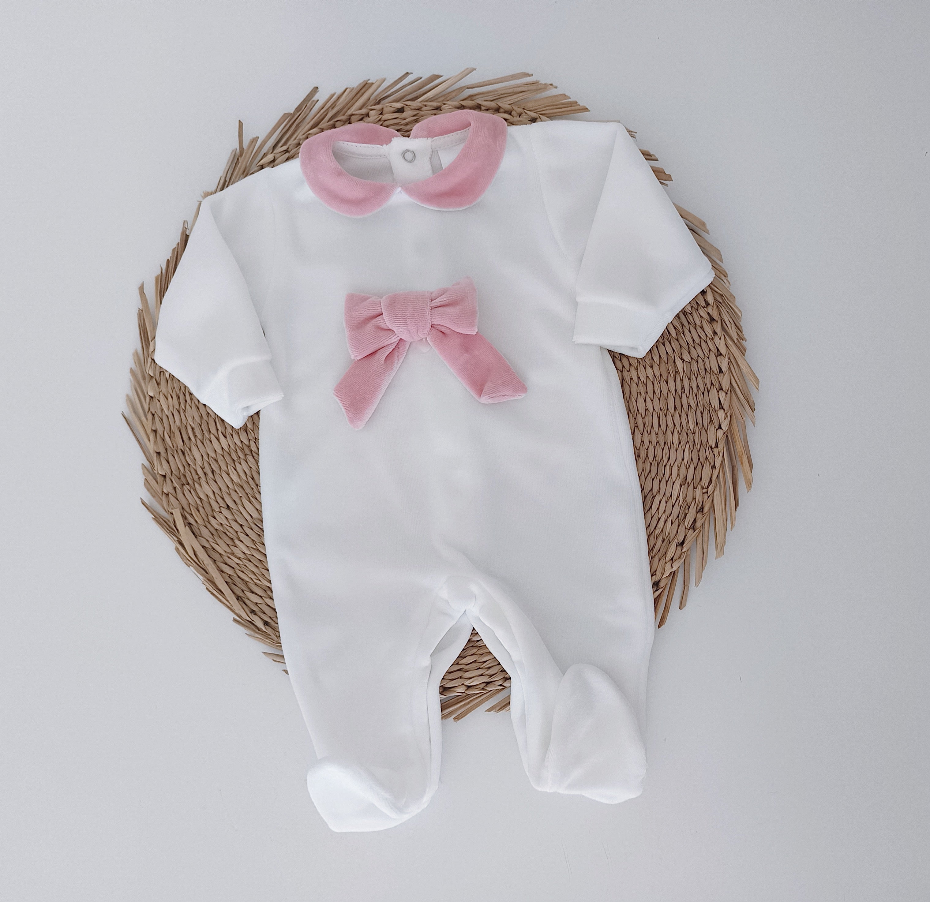 FitFiu Babies® | Babygrow Veludo Laço Rosa Velho