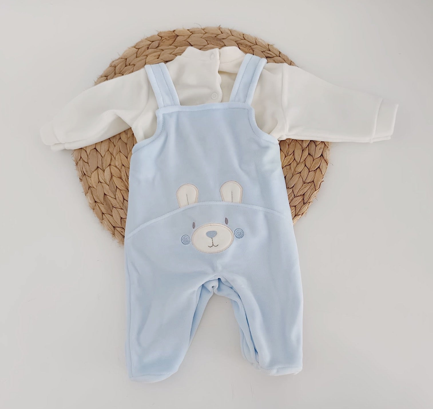 Jardineiras c/ Camisola Veludo Urso Azul