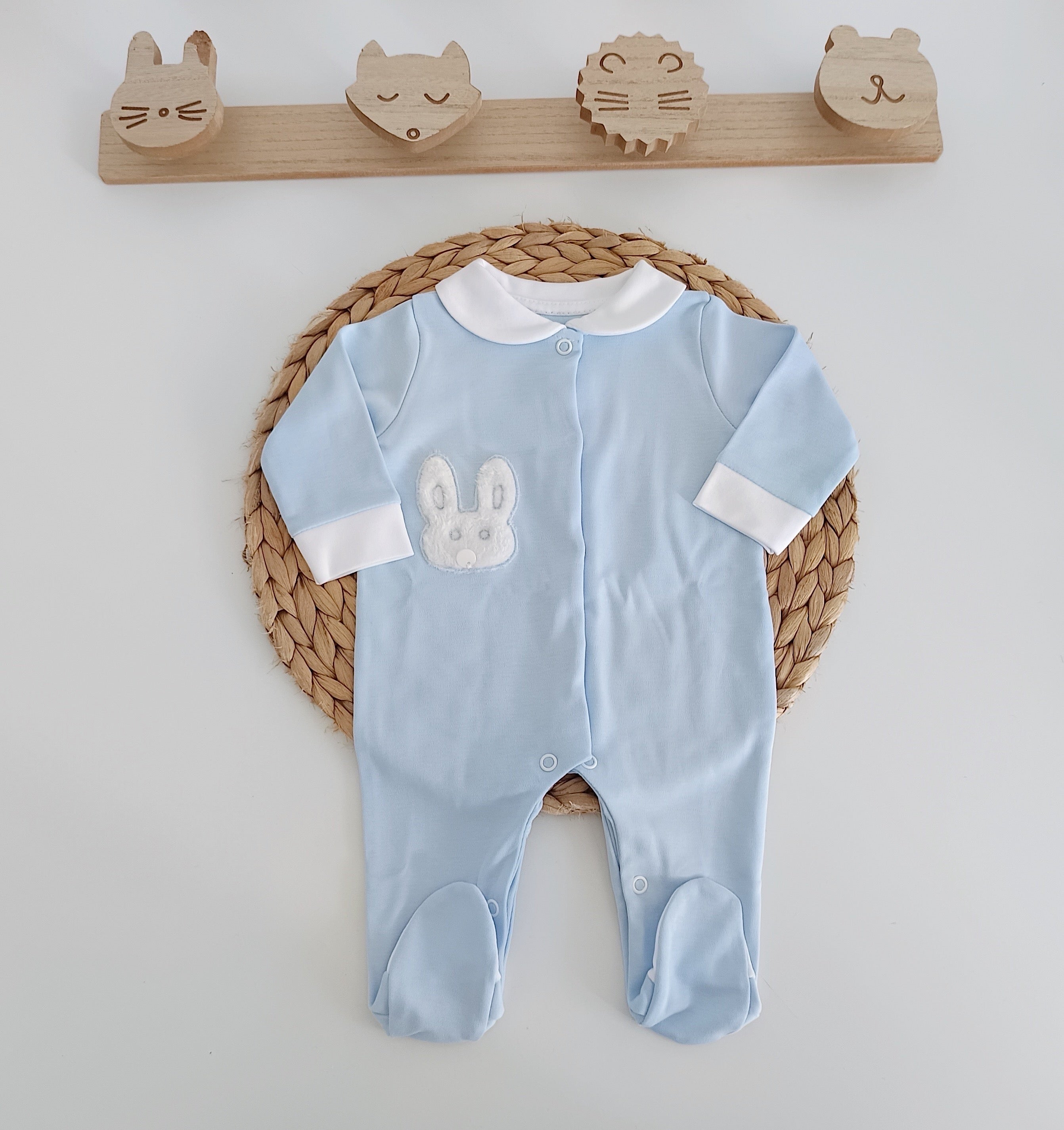 Babygrow Algodão Coelho com Pelo Azul