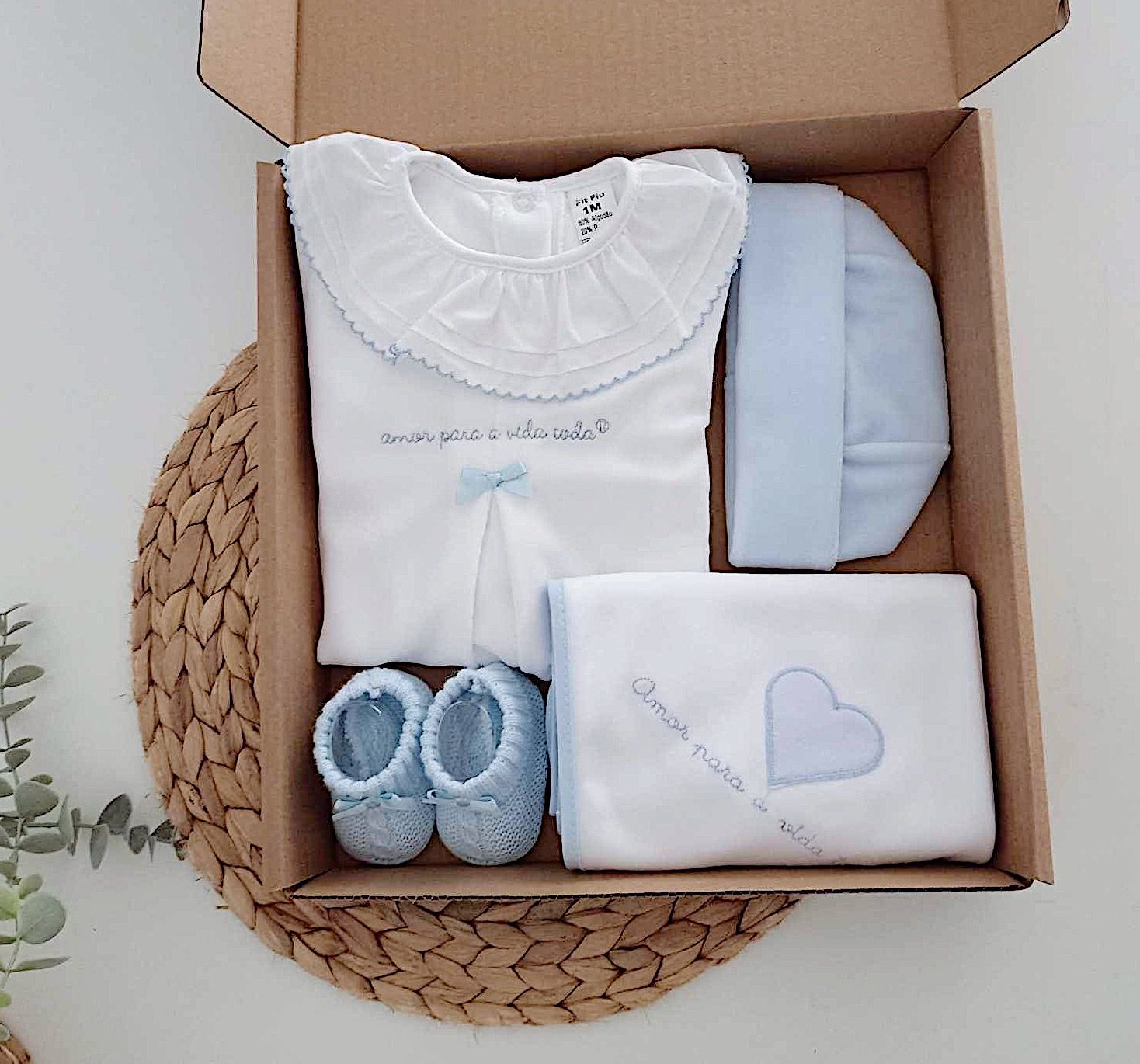 Amor Para a Vida Toda® | Conjunto Lacinho com fralda Coração Azul