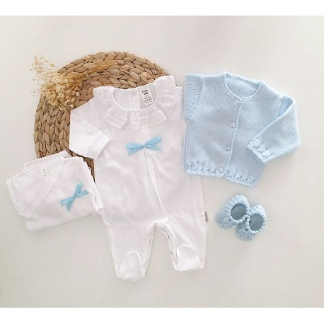 FitFiu Babies® | Conjunto Primeira Roupinha Veludo Laço Azul