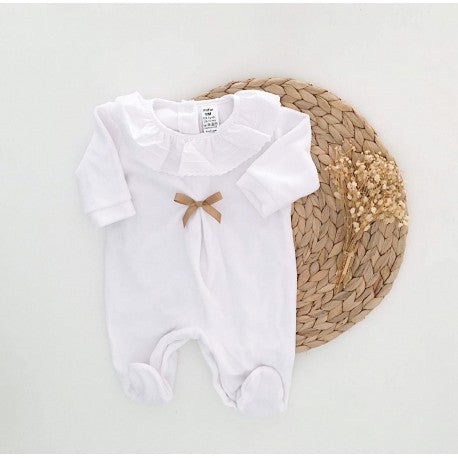 FitFiu Babies® | Conjunto Primeira Roupinha Veludo Laço Camel