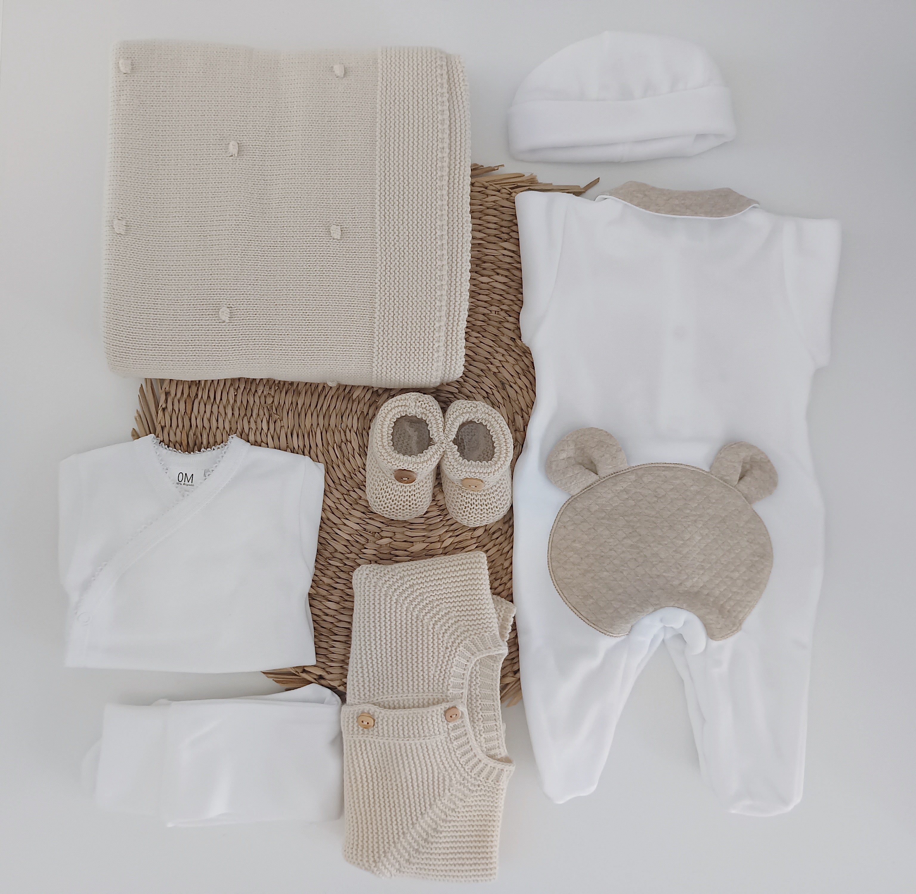 FitFiu Babies® | Conjunto Primeira Roupinha Urso Orelhas Areia