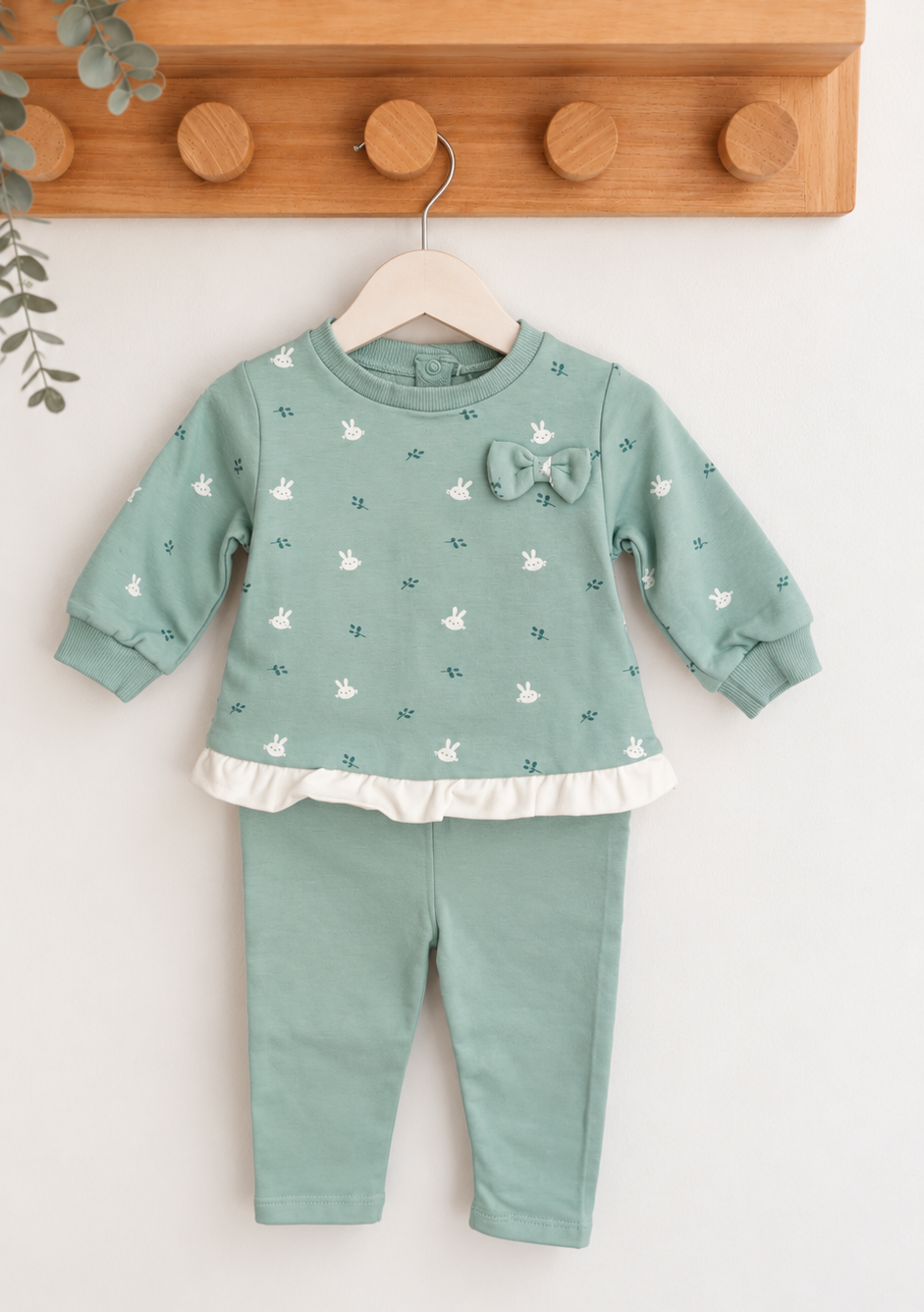 Conjunto bebé de Calças e Camisola Coelhinhos Verde