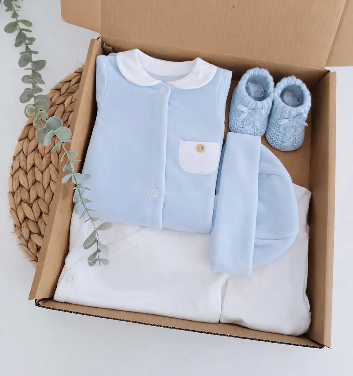 Conjunto de Primeira Roupinha Bolso Azul
